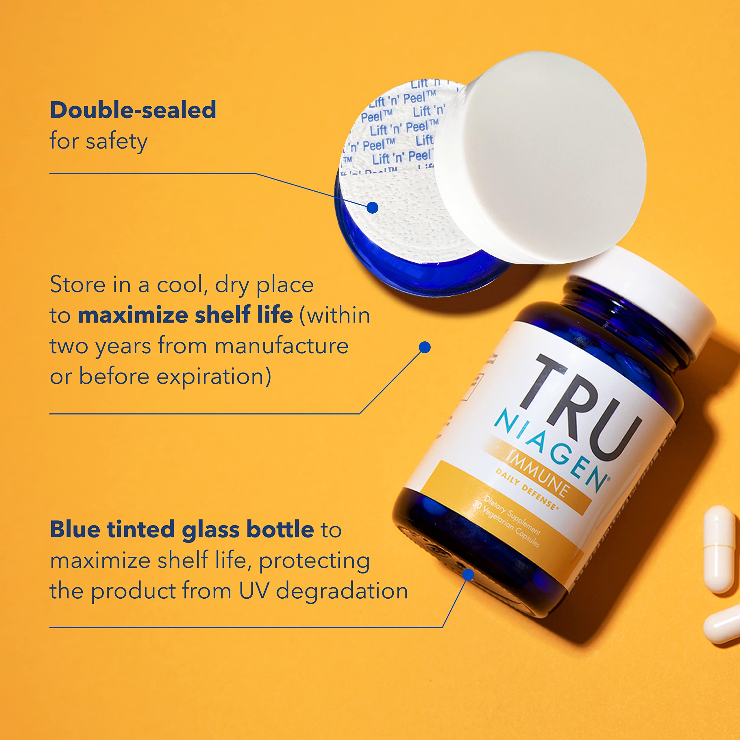 TRU NIAGEN Immune Support Supplement - Daily Defense, Vitamin C from Fermentation, Vegan Vitamin D3 2000 IU, Zinc, Plus Theracurmin (Curcumin) + Multi Award-Winning NAD Boosting Niagen 150mg 60ct TRU NIAGEN buy supplements canada