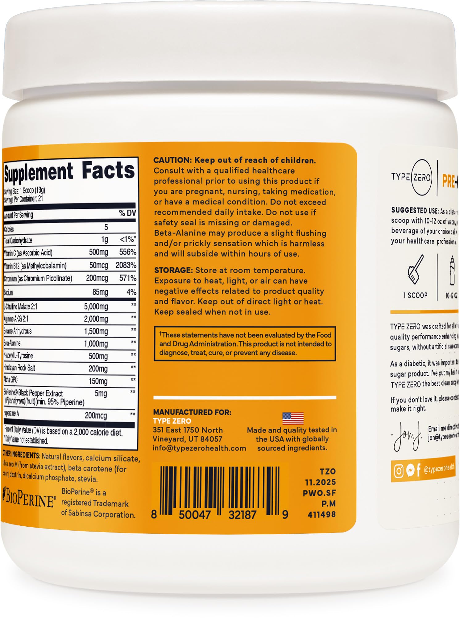 Type Zero Clean Stim Free Pre Workout Powder + Nitric Oxide Booster with L-Citrulline Malate, Arginine AKG, Beta Alanine - Caffeine & Stimulant Free - Pineapple Mango Flavor, 21 Servings Type Zero buy supplements canada