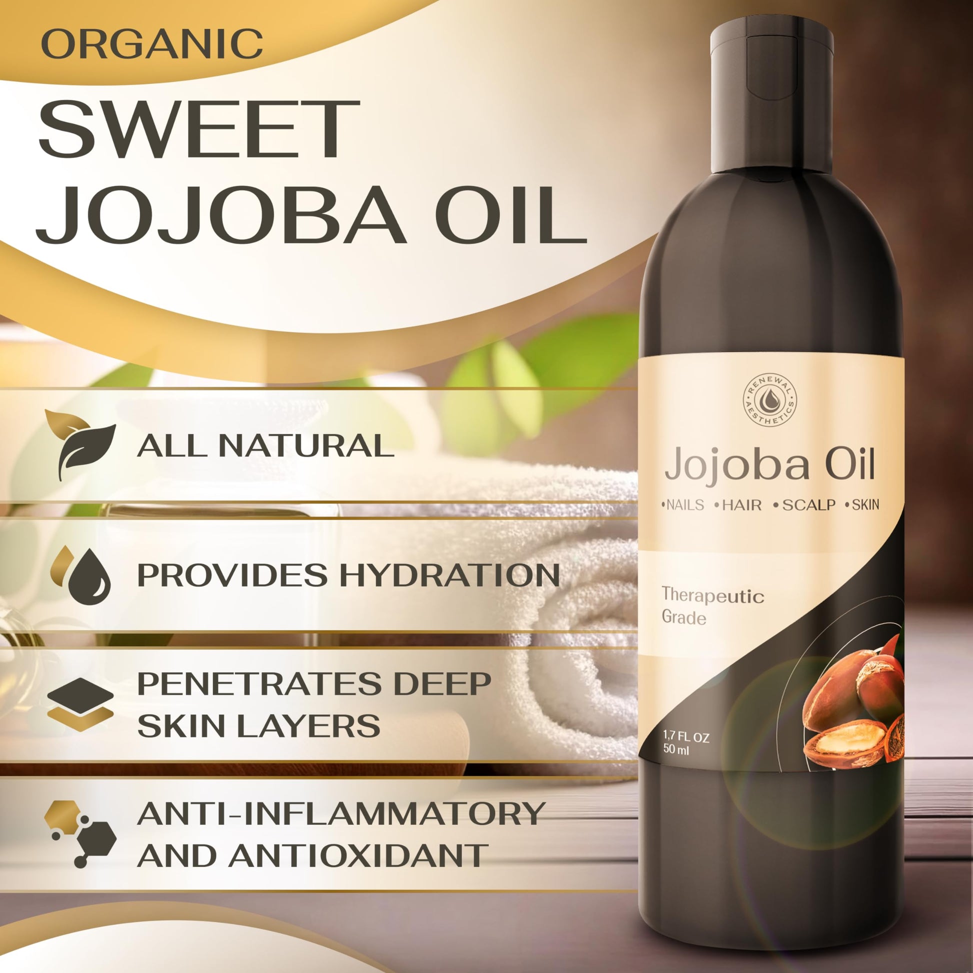 Sweet Oil - Hair and Skin Softener, Organic Natural Carrier Body Oil, Carrier Oil for Essential Oils - Massage Oil Renewal Aesthetics buy supplements canada