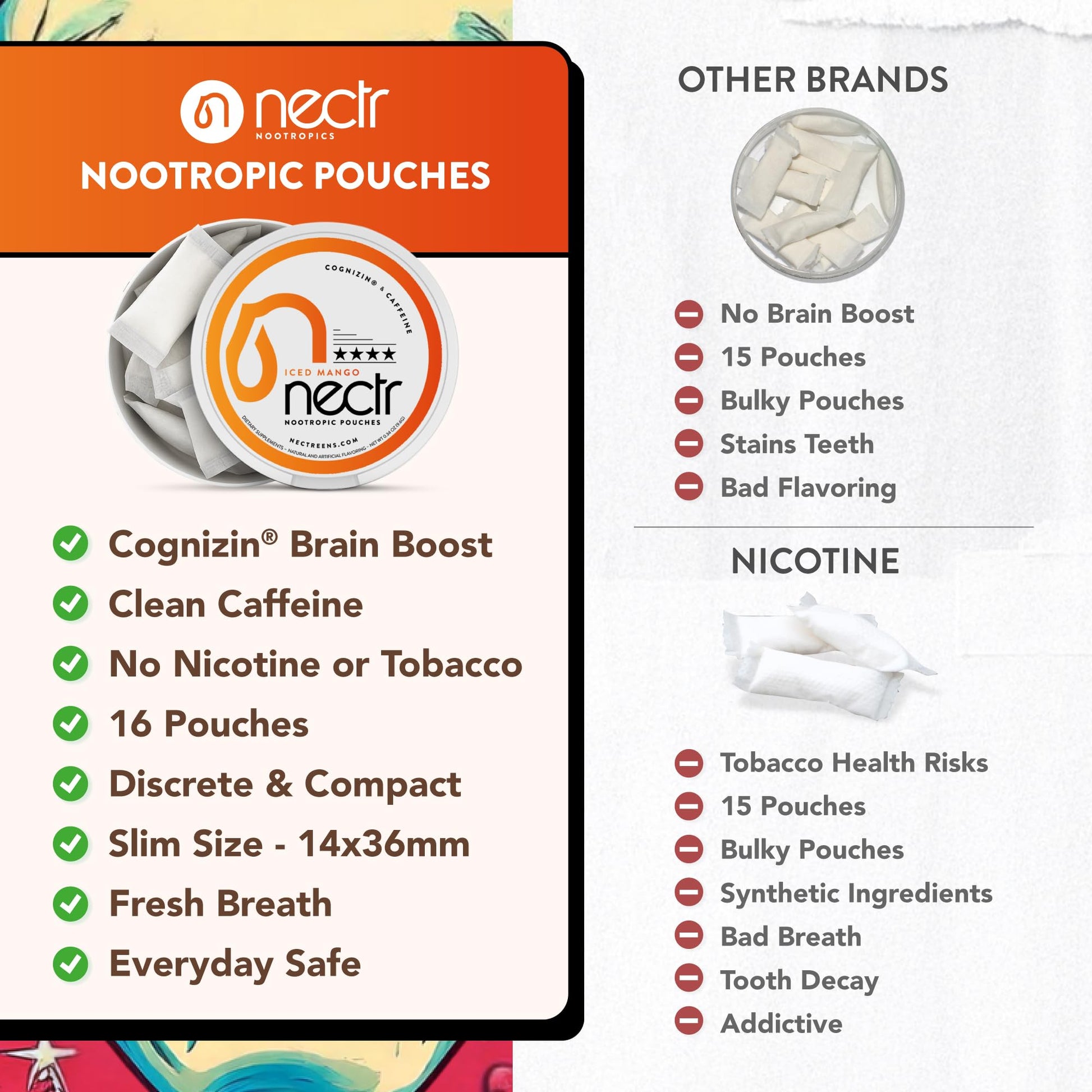 Nectr Energy Nootropic Pouches – Berry Blast Flavored, Caffeine Pouches with Cognizin® Citicoline. Sugar-Free Brain Treats. Smooth, Sustained Focus & Energy Supplement - 1 Puck of 16pcs Nectr buy supplements canada