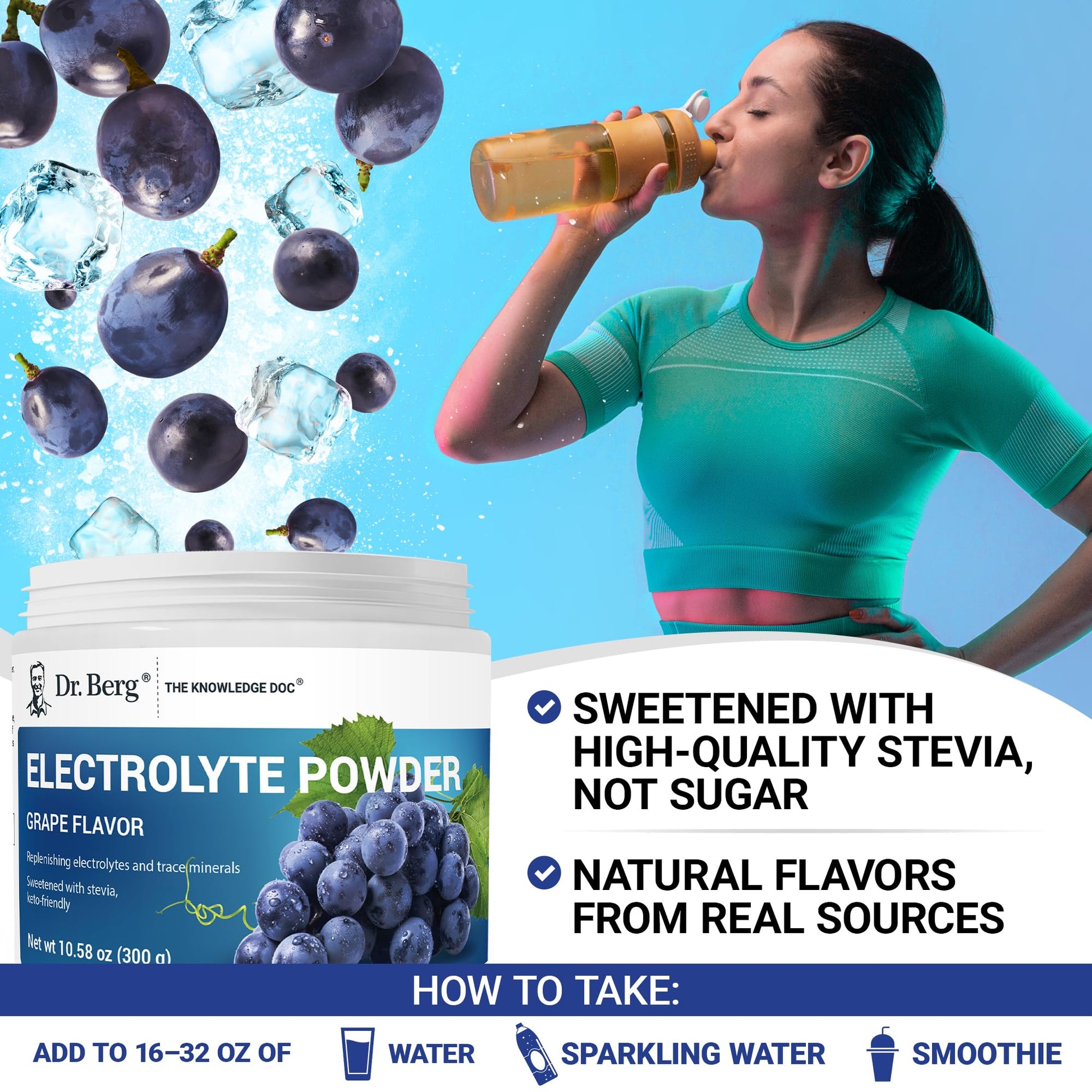 Dr. Berg Zero Sugar Hydration Keto Electrolyte Powder - Enhanced w/ 1000 mg of Potassium & Real Pink Himalayan Salt (NOT Table Salt) - Grape Flavor Hydration Drink Mix Supplement - 50 Servings Dr. Berg Nutritionals buy supplements canada