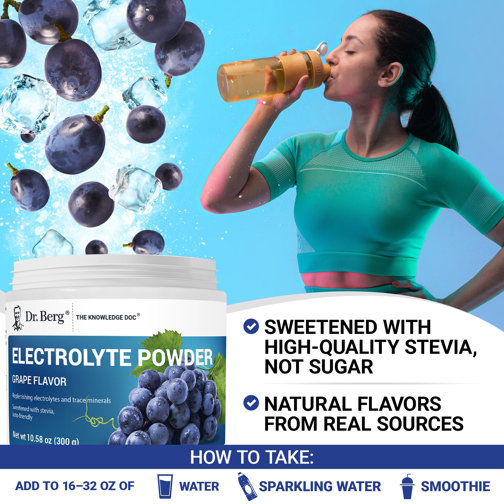 Dr. Berg Zero Sugar Hydration Keto Electrolyte Powder - Enhanced w/ 1000 mg of Potassium & Real Pink Himalayan Salt (NOT Table Salt) - Grape Flavor Hydration Drink Mix Supplement - 50 Servings Dr. Berg Nutritionals buy supplements canada