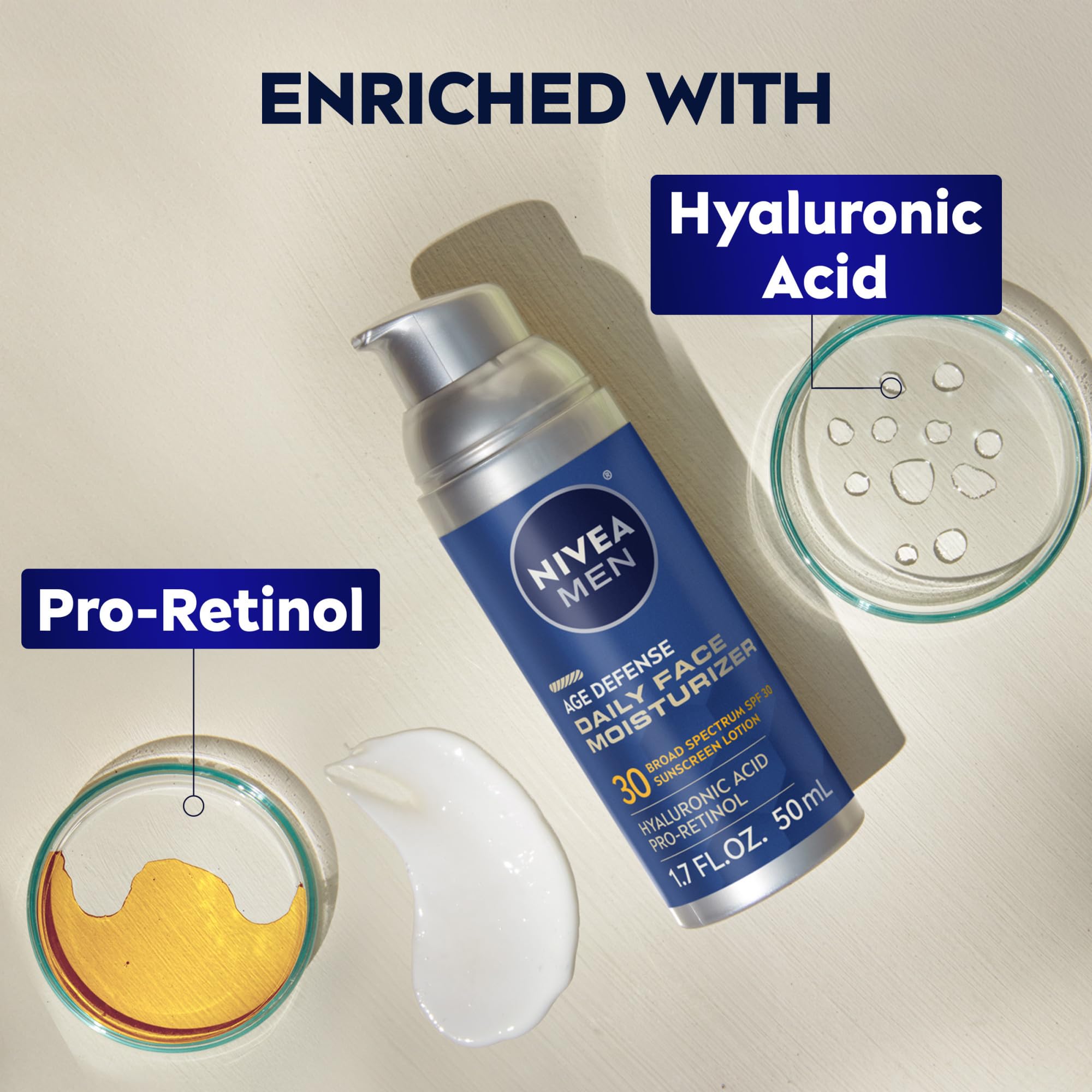 NIVEA MEN Age Defense Daily Face Moisturizer with Broad Spectrum SPF 30 Sunscreen, Pro-Retinol and Hyaluronic Acid, Beard-Friendly NIVEA MEN buy supplements canada