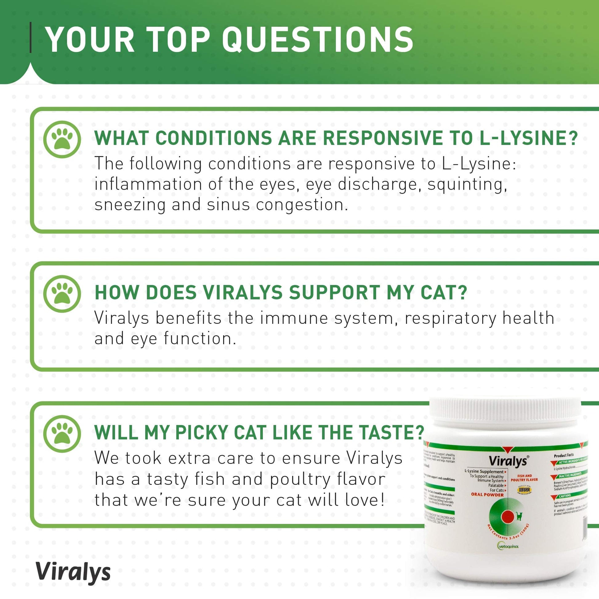 Vetoquinol Viralys Daily L-Lysine Powder for Cats and Kittens, Fish Flavored Lysine Supplement for Cats and Kittens to Support Immune Health Vetoquinol buy supplements canada