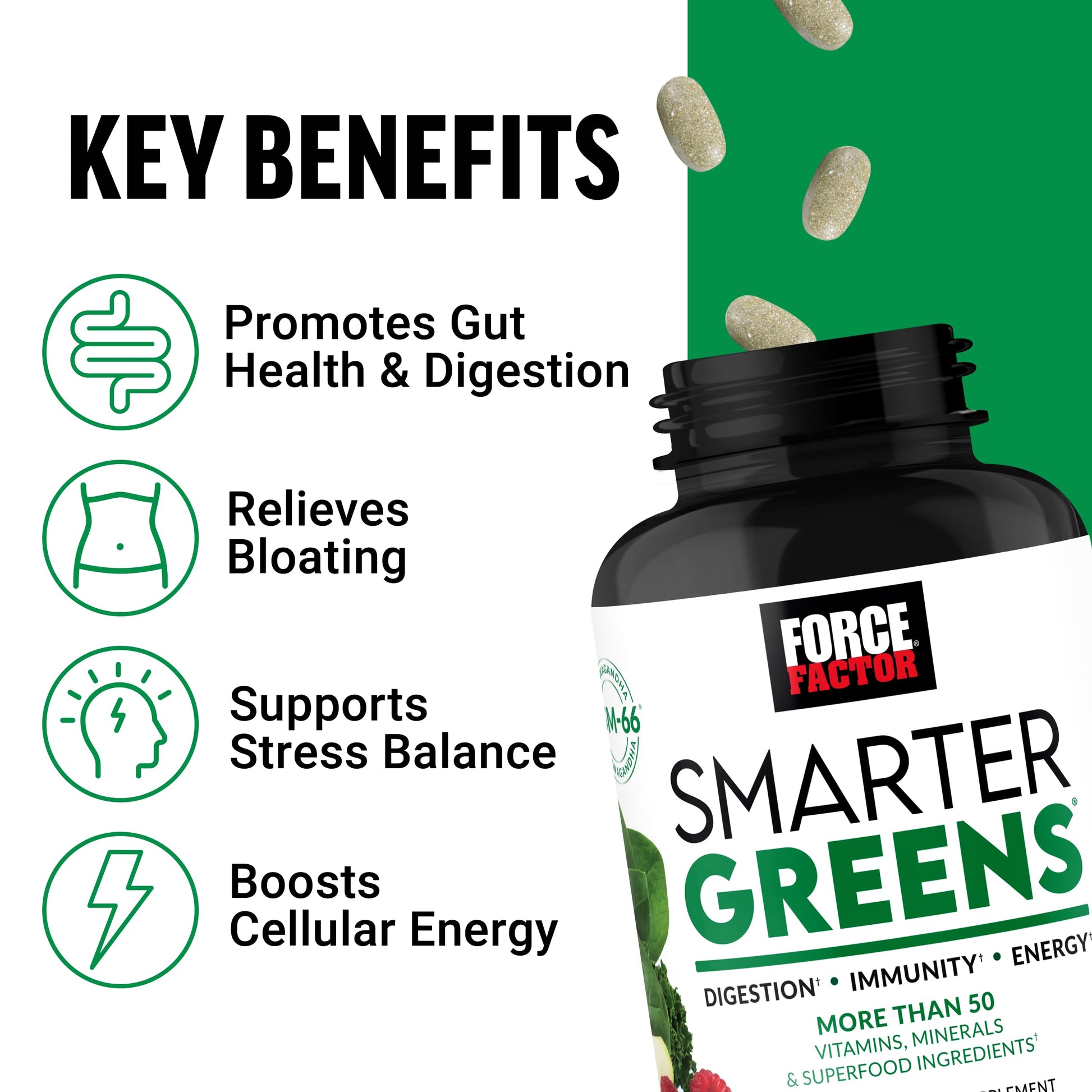 FORCE FACTOR Smarter Greens Tablets, Greens Supplement with 25+ Superfoods and Antioxidants to Improve Digestion, Reduce Stress, Strengthen Immunity, and Support Metabolism, 90 Tablets Force Factor buy supplements canada