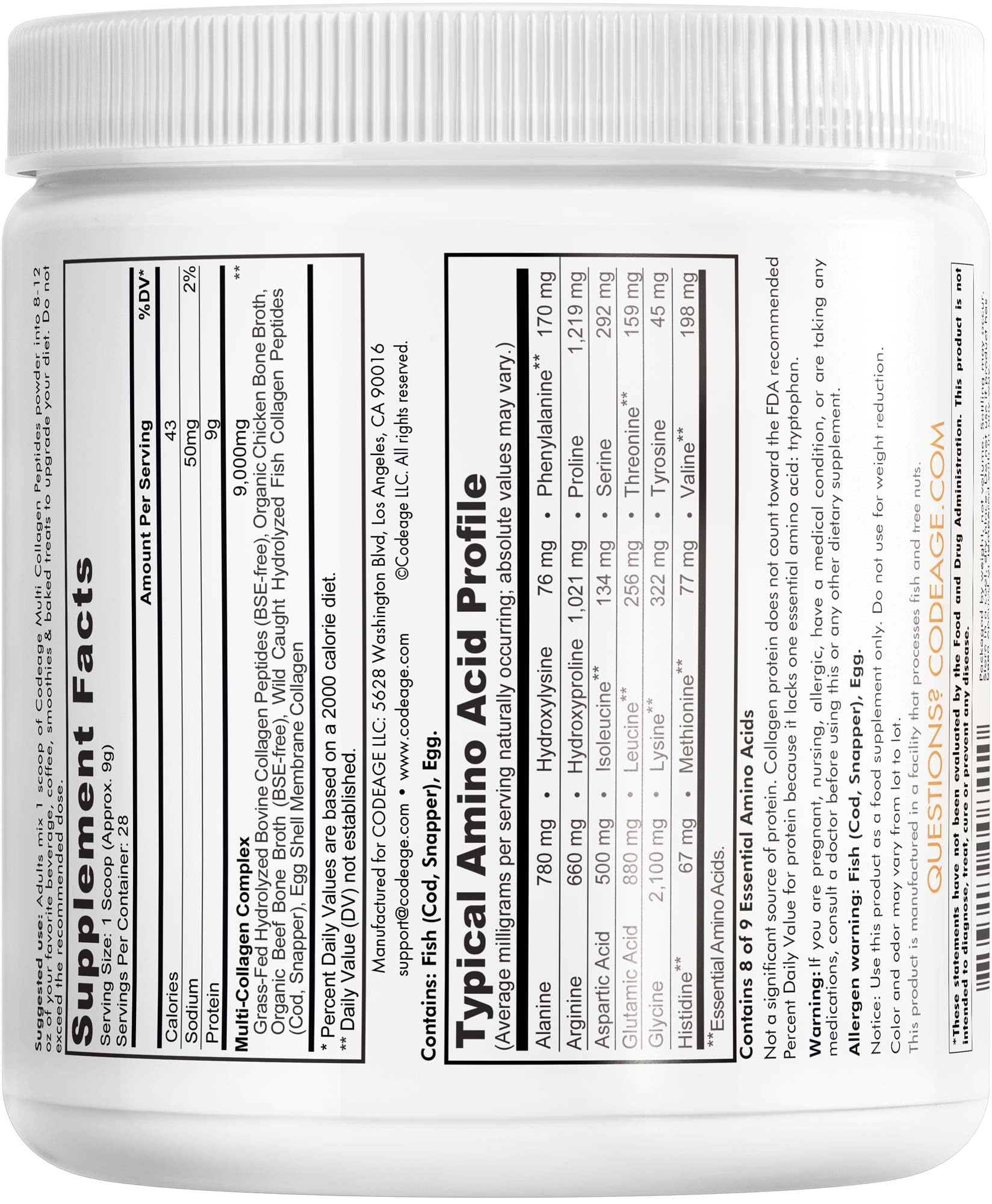 Codeage Multi Collagen Protein Powder Peptides, Hydrolyzed, Type I, II, III, V, X Grass Fed All in One Super Bone Codeage buy supplements canada