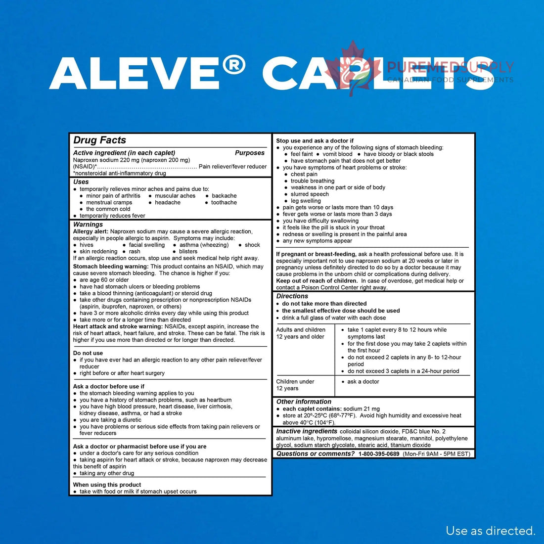 Aleve Pain Relief Naproxen Sodium Caplets ‐ 24 Count Aleve buy supplements canada