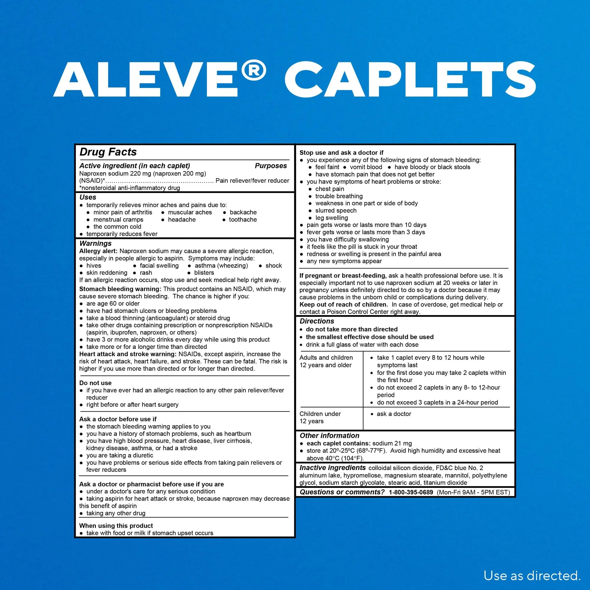 Aleve Pain Reliever & Fever Reducer Naproxen Sodium Caplets, Body and Arthritis Pain Reliever, Medicine for Adults and Children Ages 12 and Up, 60 Individual Pouches Aleve buy supplements canada