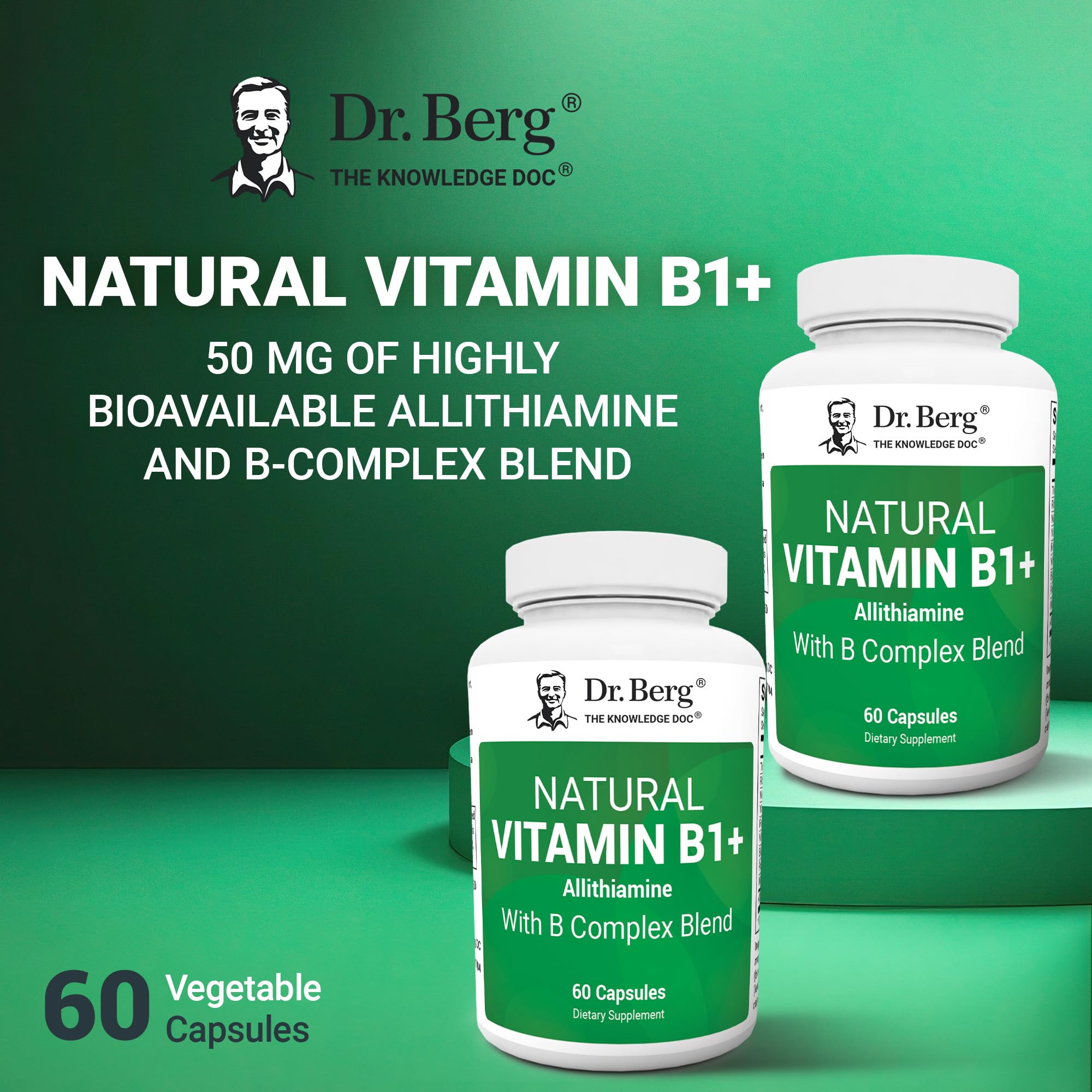 Dr. Berg Natural Vitamin B1 B6 B12 Complex - Allithiamine Vitamin B1 Supplement with 8 Essential Vitamin B Complex for Men & Women Including Thiamin, Niacin, Folate, Magnesium & More - 60 Capsules Dr. Berg Nutritionals buy supplements canada