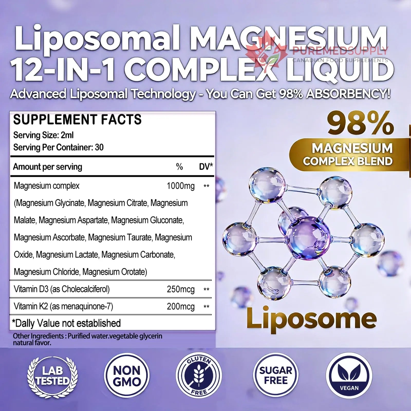 Magnesium 12 in 1 Complex 1000mg Supplement for Women & Men, High Absorption Liquid Magnesium W/Glycinate Citrate Malate Taurate Oxide Aspartate Orotate, Calm Magnesium for Sleep Muscle Heart Support GLOVVUUP buy supplements canada