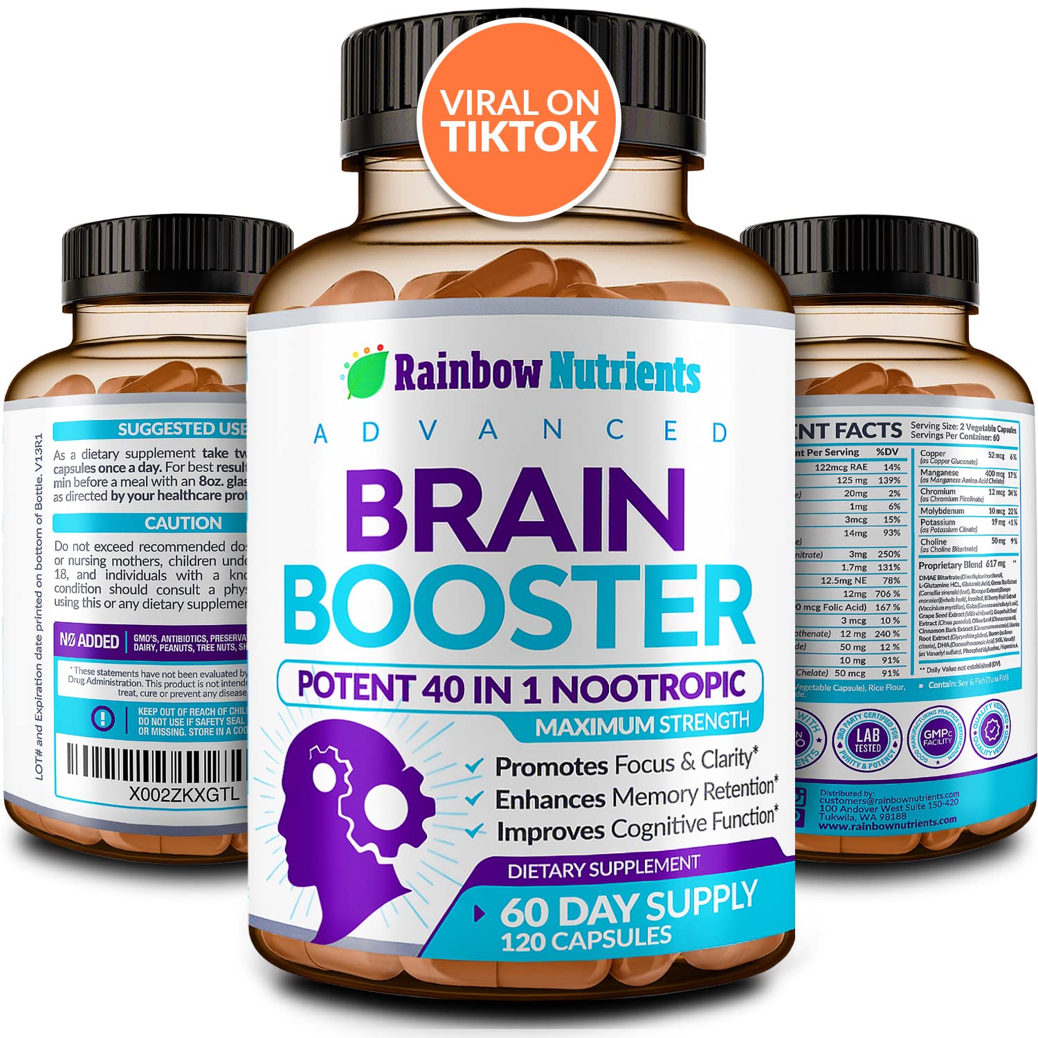40-in-1 Brain Booster Supplements for Memory, Focus, Clarity, Energy, Performance Rainbow Nutrients, LLC buy supplements canada