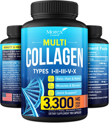 Multi Collagen Pills (Types I, II, III, V & X) - Marine Collagen & Bone Broth Capsules MOREX VITAMINS buy supplements canada