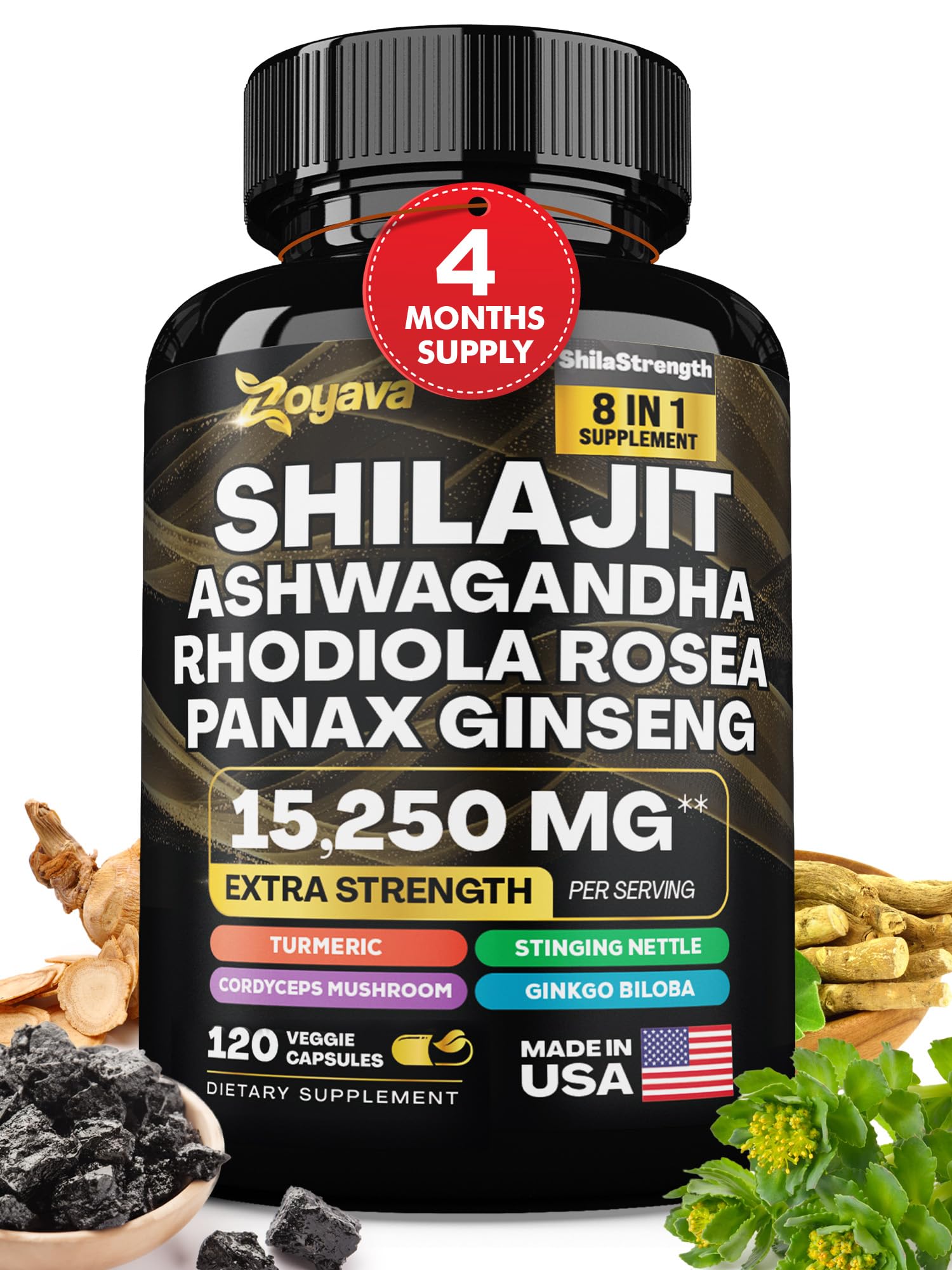 Zoyava Shilajit 9000MG Radiant Health Blend Ashwagandha 2000MG Rhodiola Rosea Zoyava buy supplements canada