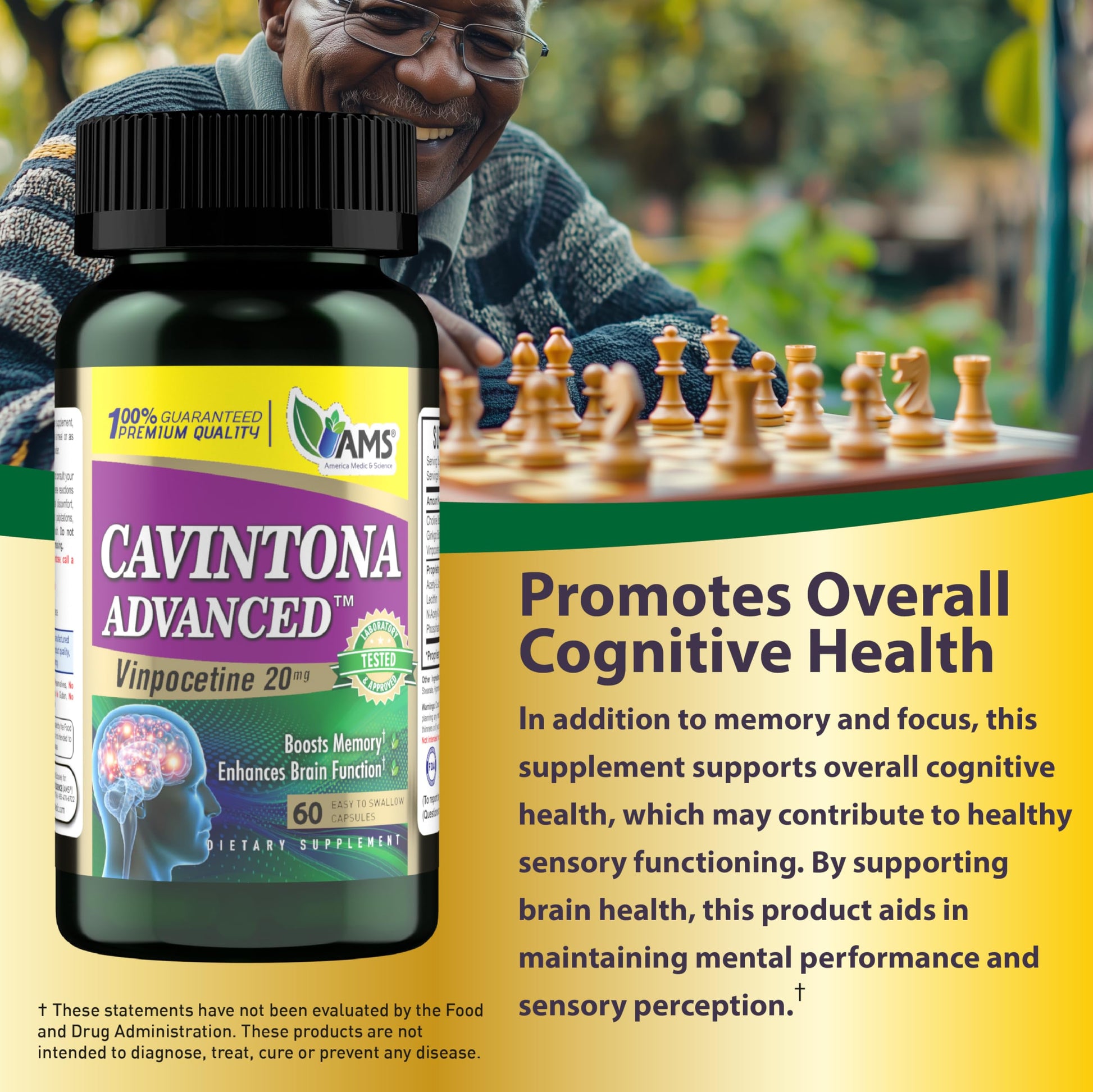America Medic & Science Cavintona Advanced Supplement – Vinpocetine 20mg for Memory, Recall & Brain Health – Supports Cognitive Function, Focus, Mental Clarity & Blood Flow – 60 Capsules America Medic & Science buy supplements canada