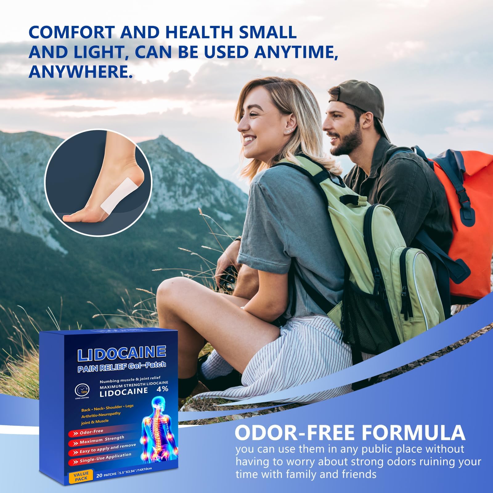 KIbabyDI Professional Lidocaine Pain Relief Patches - 20 Count | 4% Medicated Gel Patches for Targeted Joint & Muscle Comfort | Long-Lasting 12-Hour Relief, Ultra-Flexible Design -lb234 KIbabyDI buy supplements canada