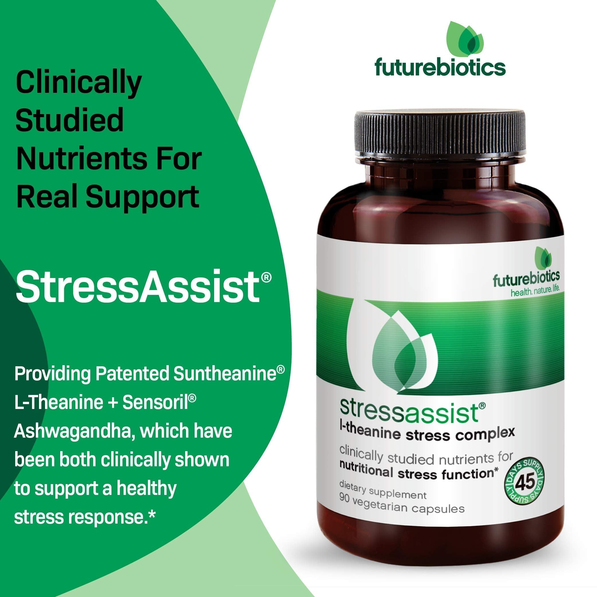 Futurebiotics Stressassist L-theanine Ashwagandha and Rhodiola Rosea Stress Complex - Natural Nutritional Stress Function, 90 Vegetarian Capsules Futurebiotics buy supplements canada