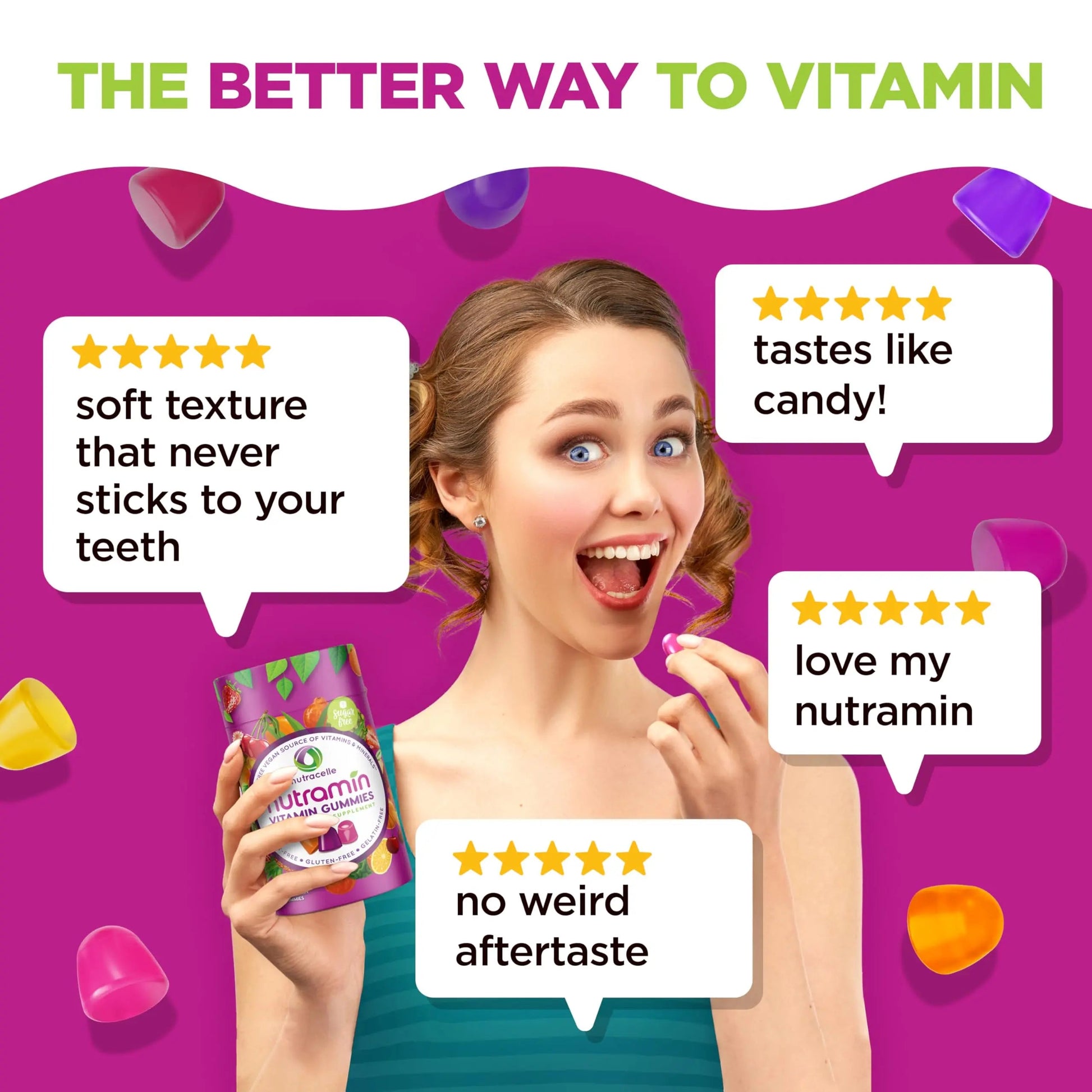 NUTRAMIN Daily Vegan Keto Multivitamin Gummies Non-GMO Natural Vitamin C, D + Zinc for Immunity, Plant-Based, Sugar-Free Nutracelle buy supplements canada