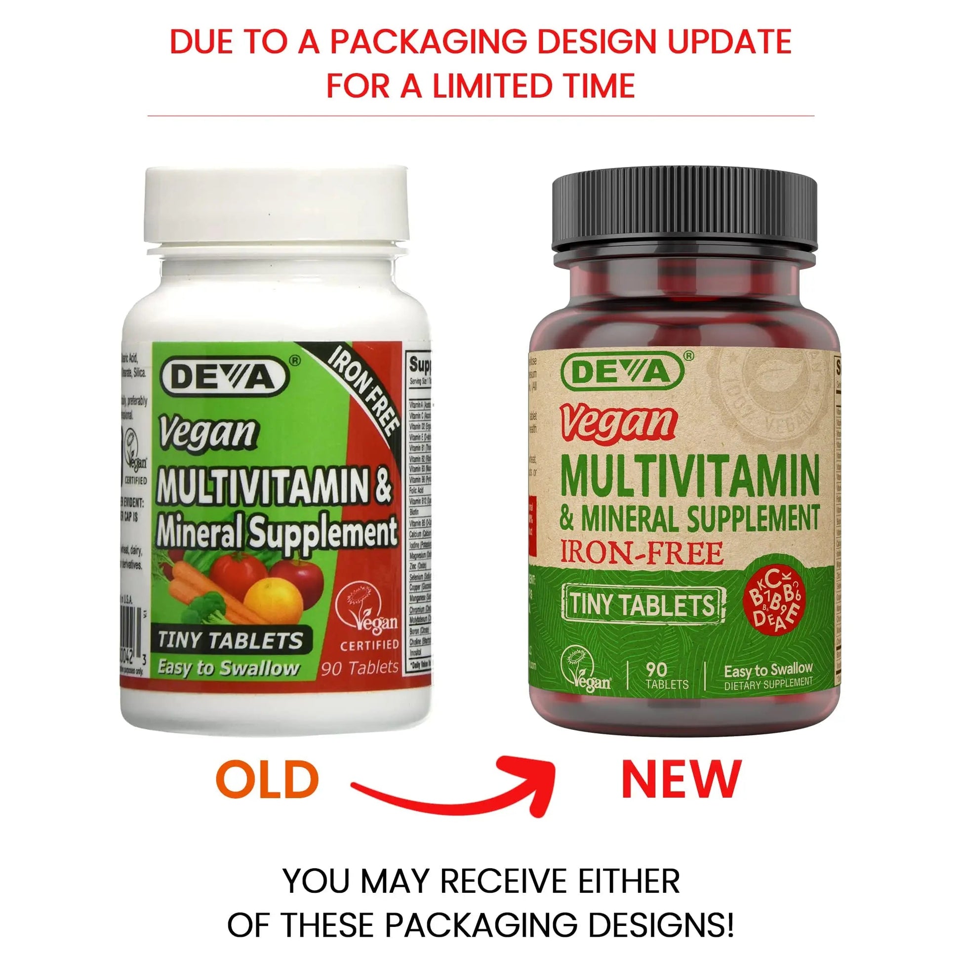 DEVA Vegan Iron-Free Multivitamin & Mineral Supplement, Vitamin C, D2, E & B-Complex, Biotin, 90 Tiny Tablets DEVA buy supplements canada