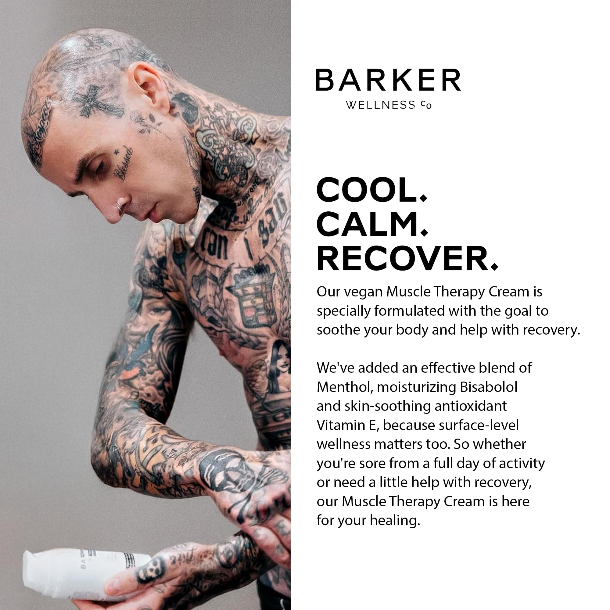 Barker Wellness Soothing Muscle Therapy Cream | Advanced Joint & Muscle Relief for Recovery & Relaxation | Enriched with Antioxidants & Moisturizing Vitamin E | All-Natural Vegan Formula (100ml) Barker Wellness Co buy supplements canada