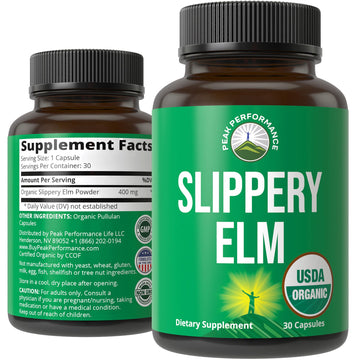 USDA Organic Slippery Elm for Women & Men. Vegan Capsules with Micronized Slippery Elm Bark Powder for Digestion, Bloating Relief, & Gut Lining. Natural Mucilage That Soothes The Throat & Airways Peak Performance buy supplements canada