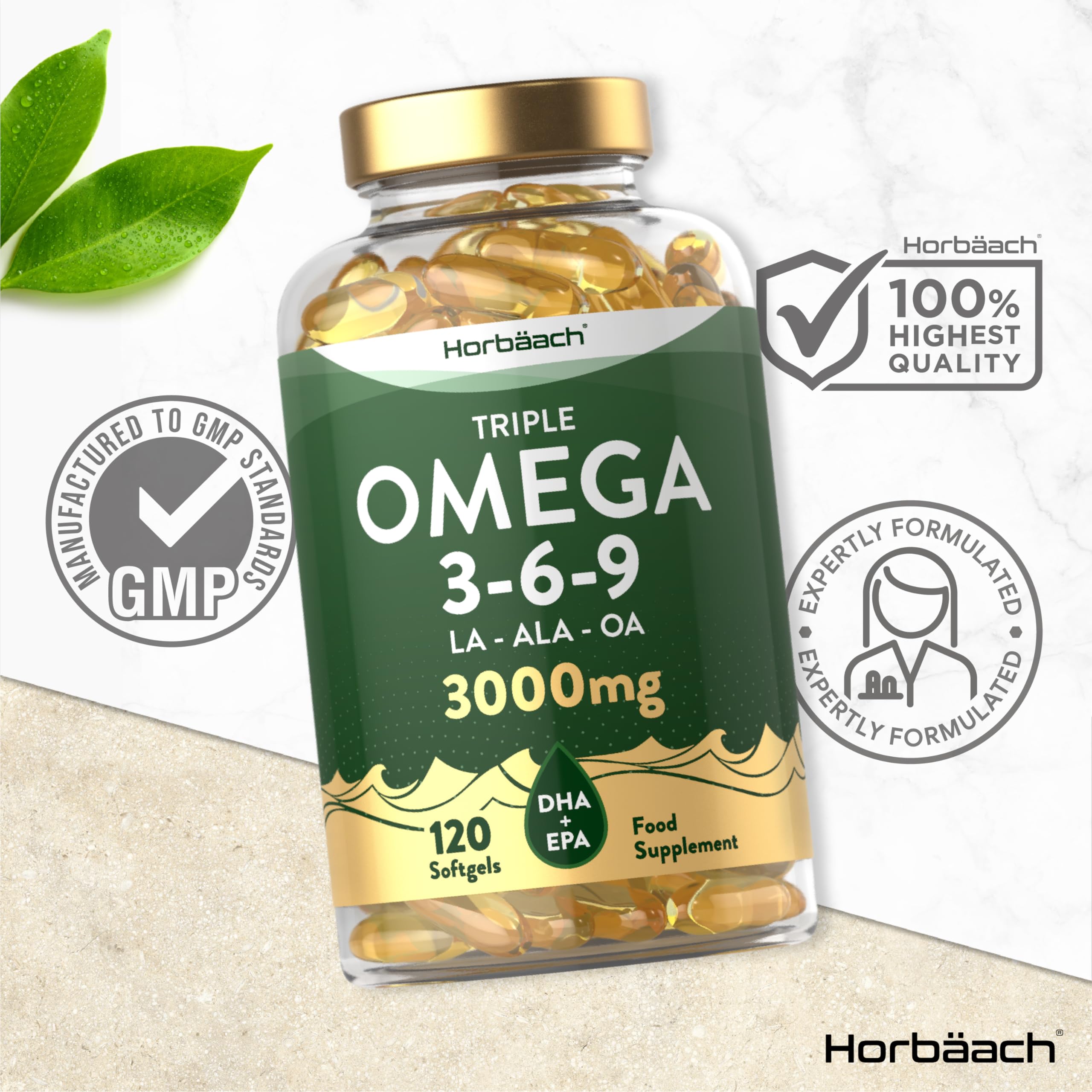 Omega 3 6 9 Capsules High Strength | 3000mg | 120 Softgels | Triple Omega 369 Horbäach buy supplements canada