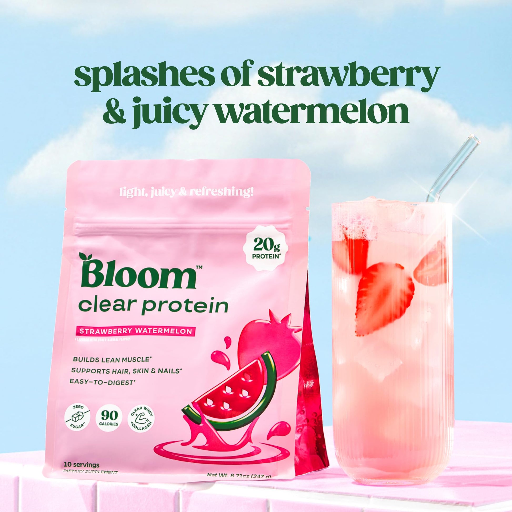 Bloom Clear Protein, Whey Protein Isolate with Collagen Peptides and Digestive Enzymes, 20g Protein, Sugar Free Post Workout Drink Mix, 90 Calories, Bloom Nutrition buy supplements canada