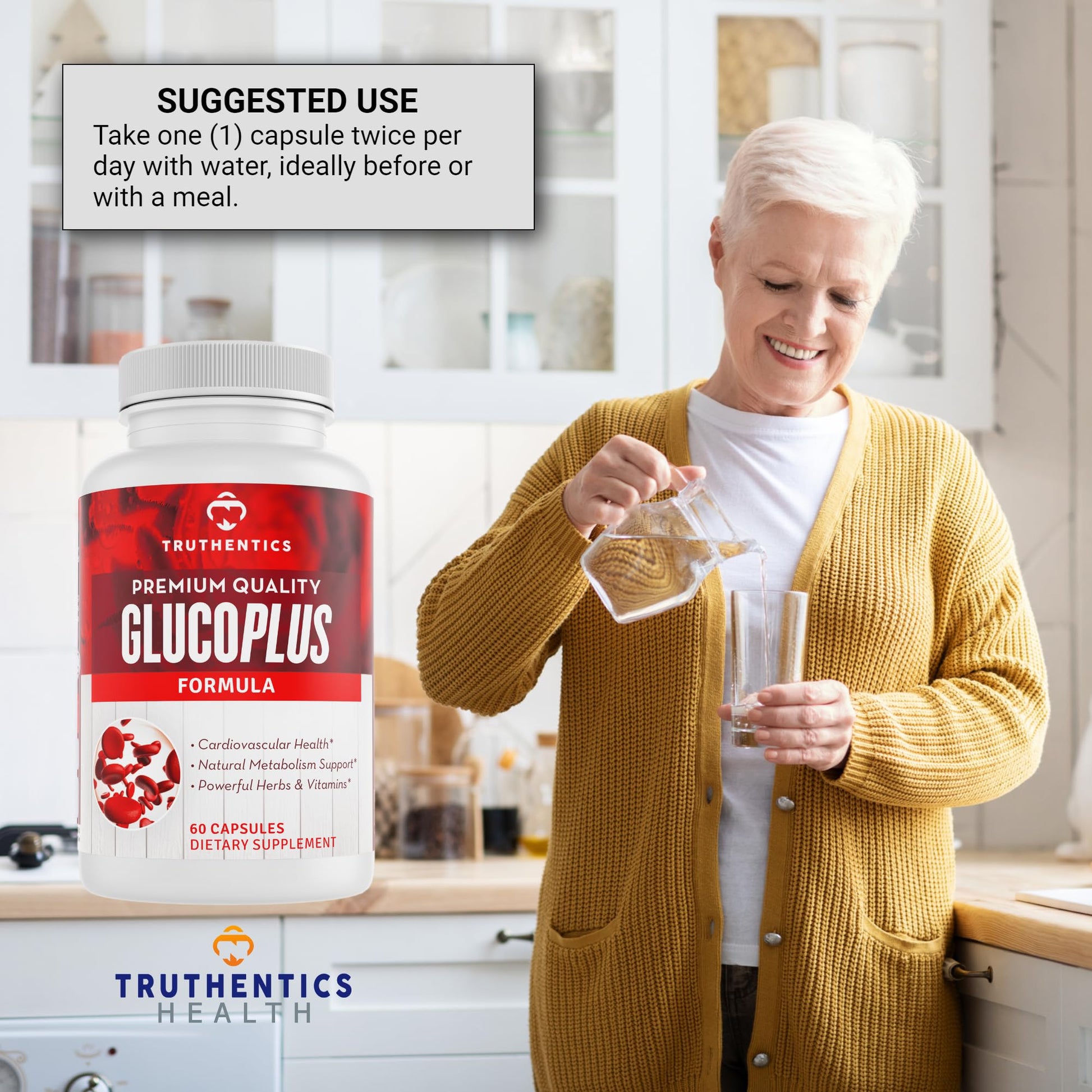TRUTHENTICS GlucoPlus - 20 Herbs, Vitamins & Minerals with Cinnamon, Chromium, Vanadium, Bitter Melon, Alpha Lipoic Acid, Magnesium - Gluten Free, Non-GMO - 60 Capsules TRUTHENTICS buy supplements canada