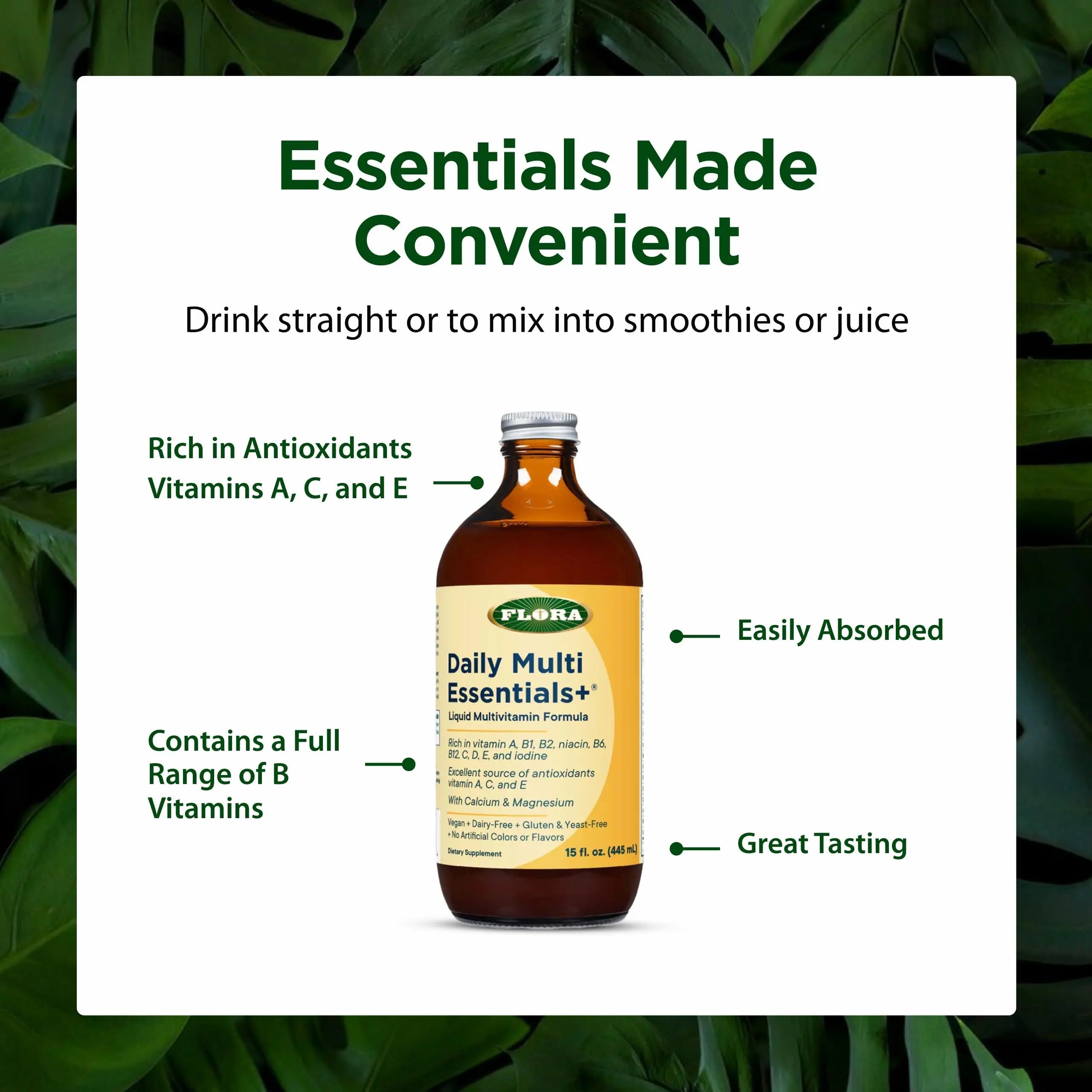 Flora - Daily Multi Essentials+, Liquid Multivitamin Formula, 13 Essential Vitamins & Minerals, 15 Fl Oz Flora buy supplements canada