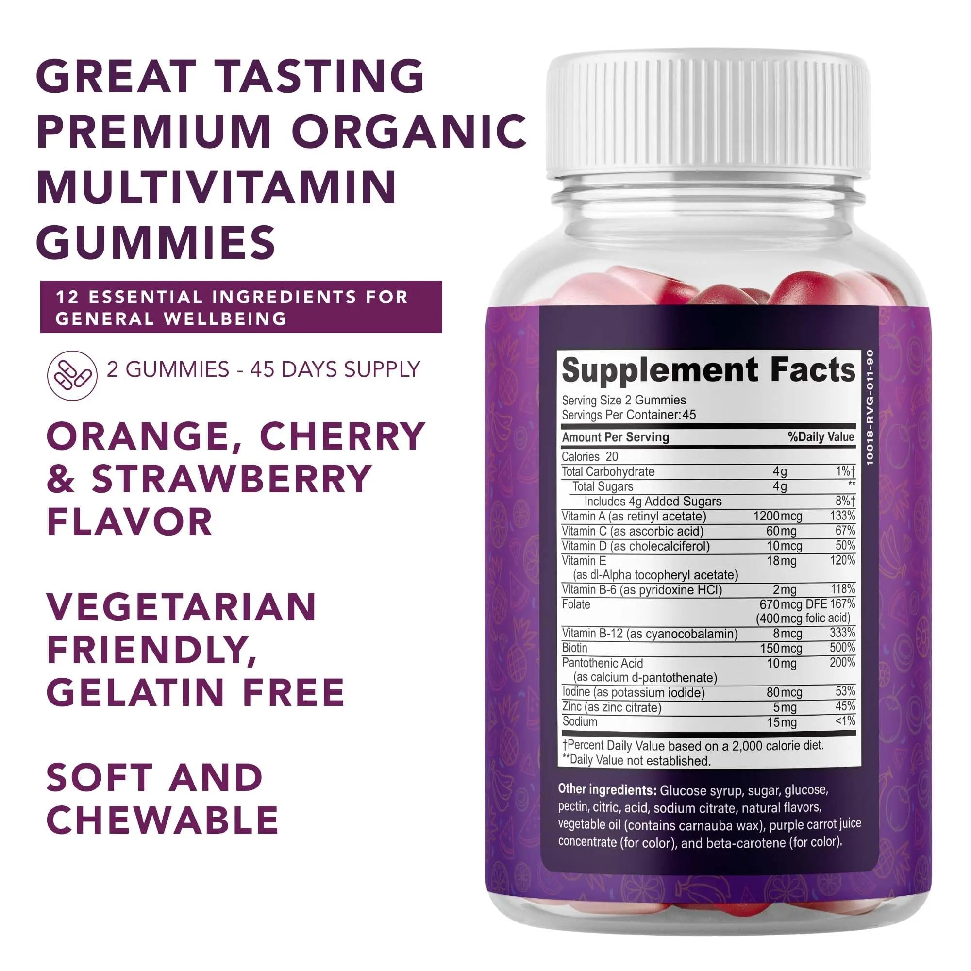 Complete Multivitamin Gummies for Adults – All-in-One Blend of Vitamin A B C D E Zinc and Biotin - Adult Vitamin Gummy for Energy and Immunity PLANT.O NUTRITION buy supplements canada