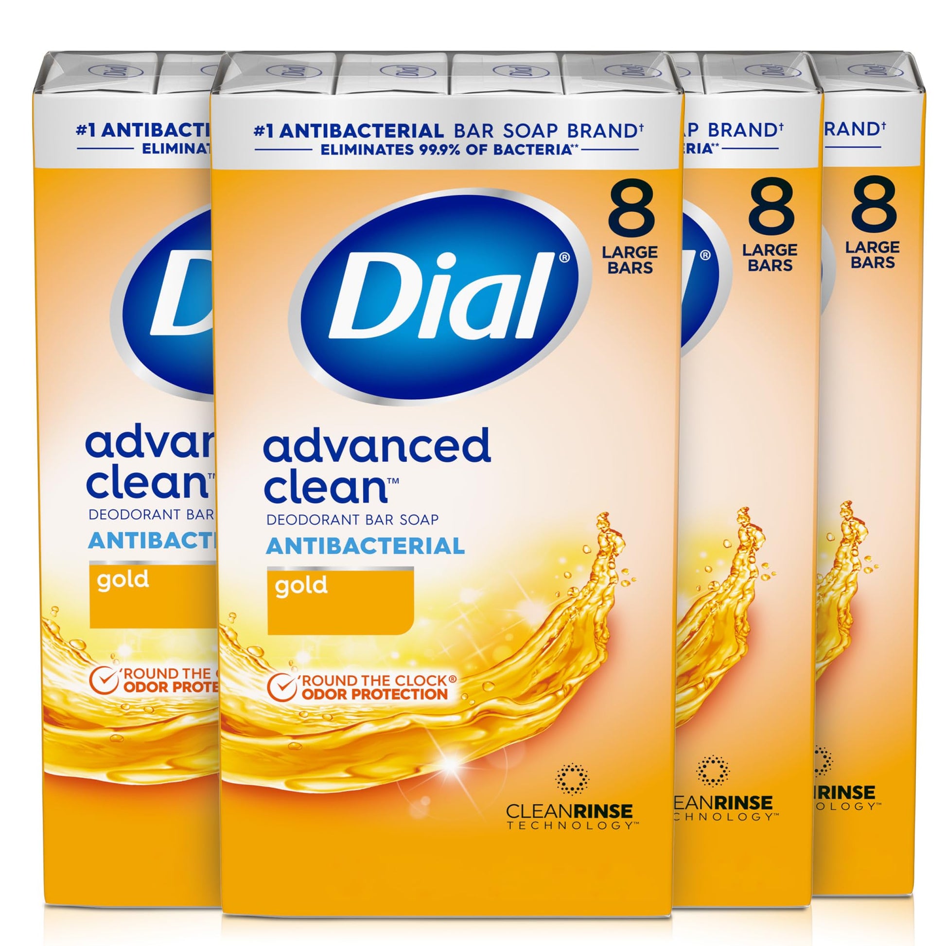 Dial Antibacterial Deodorant Bar Soap, Advanced Clean Gold, 4 Oz, 32 Bars, Round the Clock Odor Protection Dial buy supplements canada