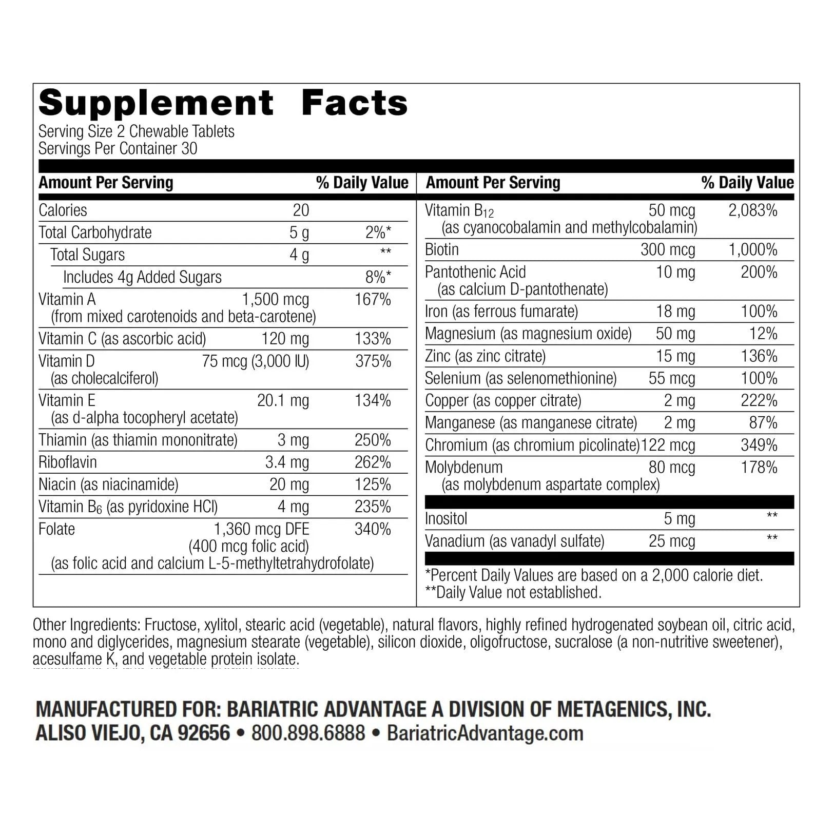 Bariatric Advantage Chewable Multi RP Multivitamin - for Bariatric Surgery Patients - with Iron, Copper, Vitamin C, A, Zinc & More Bariatric Advantage buy supplements canada