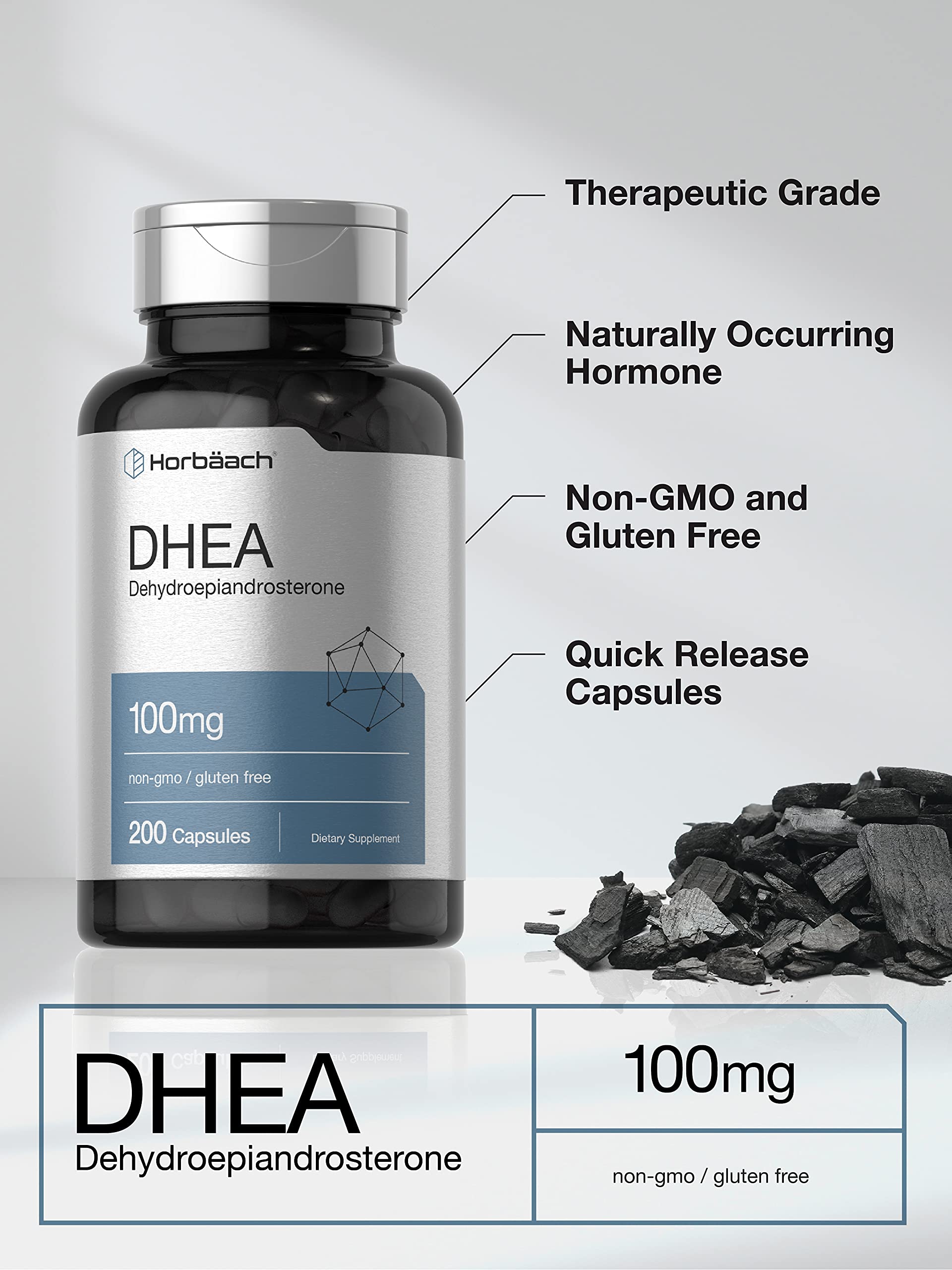 Horbäach DHEA 100mg | 200 Capsules | Supplement for Men and Women | Non-GMO, Gluten Free Horbäach buy supplements canada
