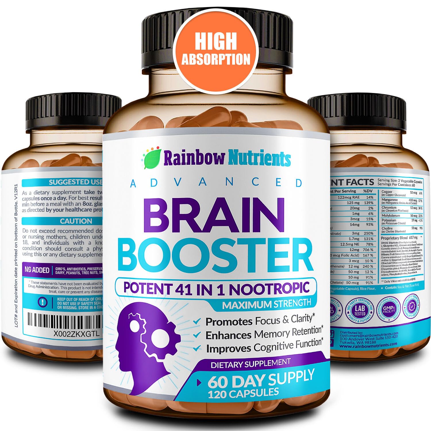 40-in-1 Brain Booster Supplements for Memory, Focus, Clarity, Energy, Performance Rainbow Nutrients, LLC buy supplements canada