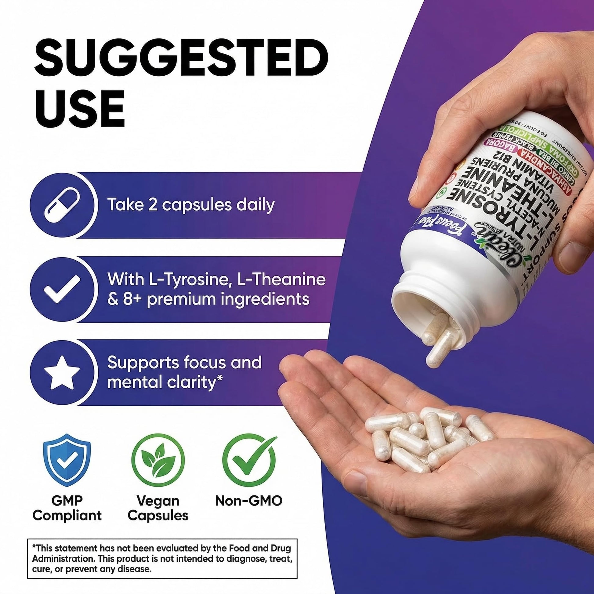Focus Flow L-Tyrosine Vitamin B C D L-Theanine Ashwagandha Ginkgo Biloba Vitamin B12 Thiamine Black Pepper N-Acetylcysteine Mucuna Pruriens 90 Count Capsules by Clean Nutra Clean Nutraceuticals buy supplements canada