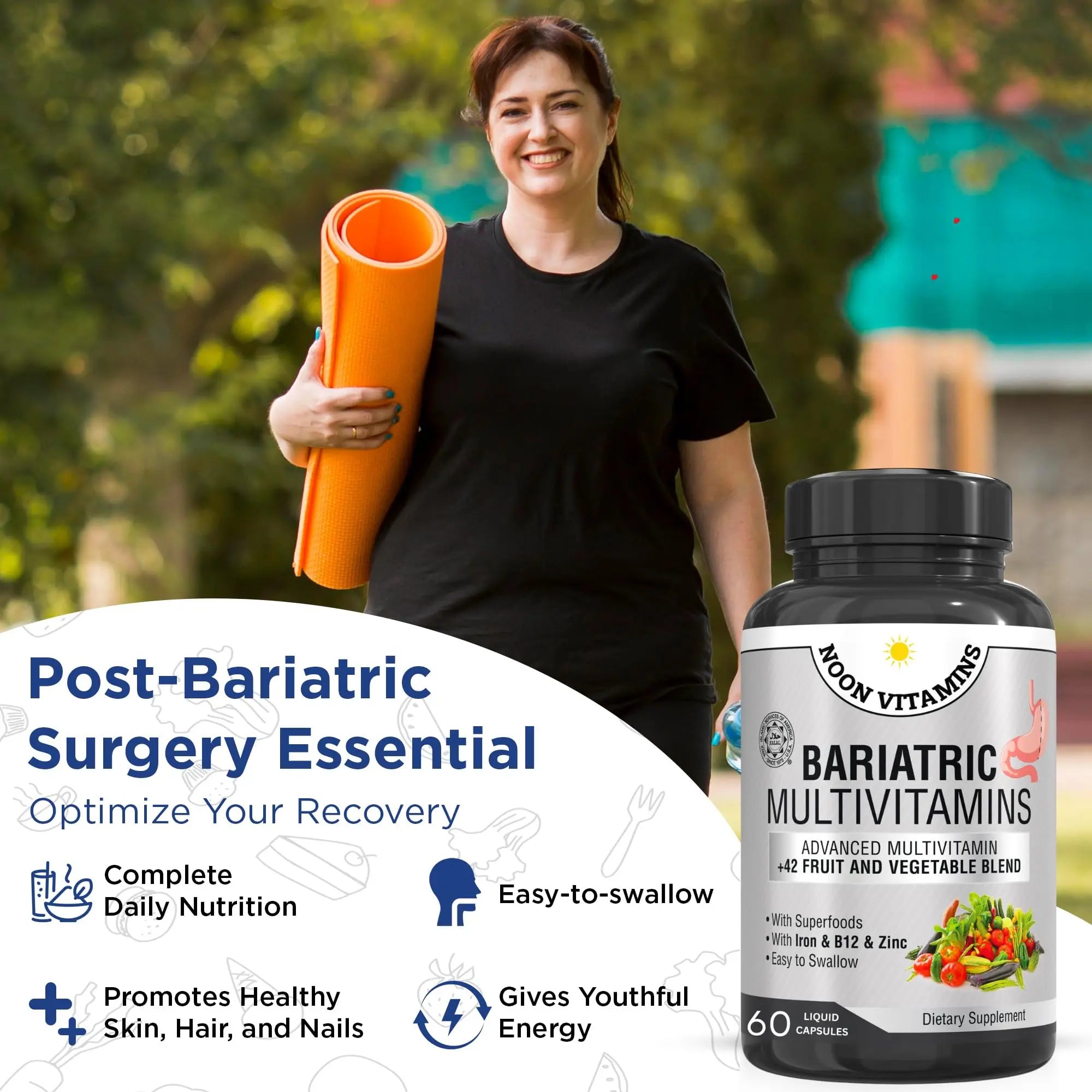 Bariatric Multivitamin with Iron for Women & Men - All-in-One 42 Superfood Blend for Energy & Immune Support - Post-Surgery Recovery NOON VITAMINS buy supplements canada