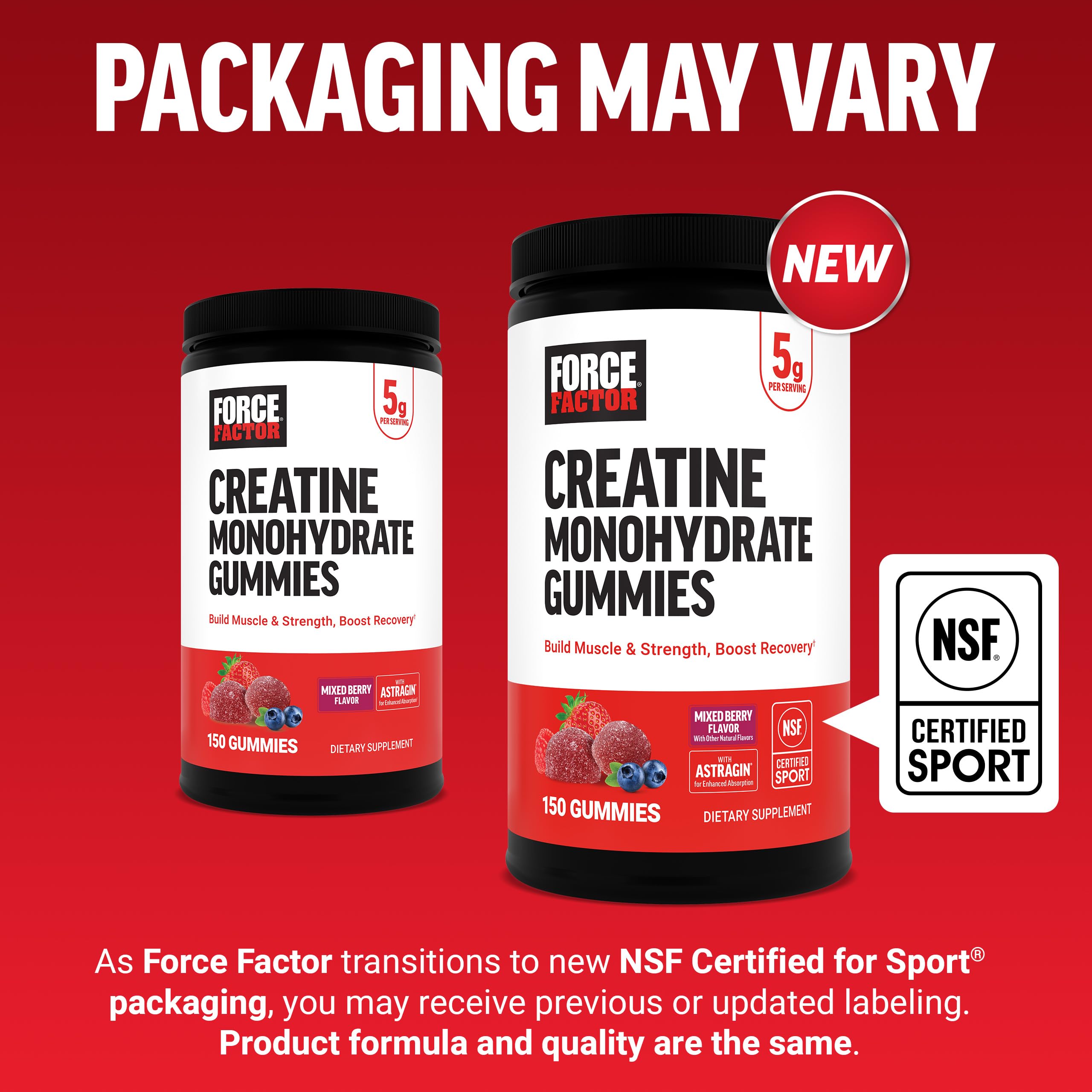 Force Factor Creatine Monohydrate Gummies, NSF Certified, 5g Dose for Men & Women to Support Muscle, Strength, Recovery, Cognitive Health & Memory, Mixed Berry, 150 Gummies Force Factor buy supplements canada