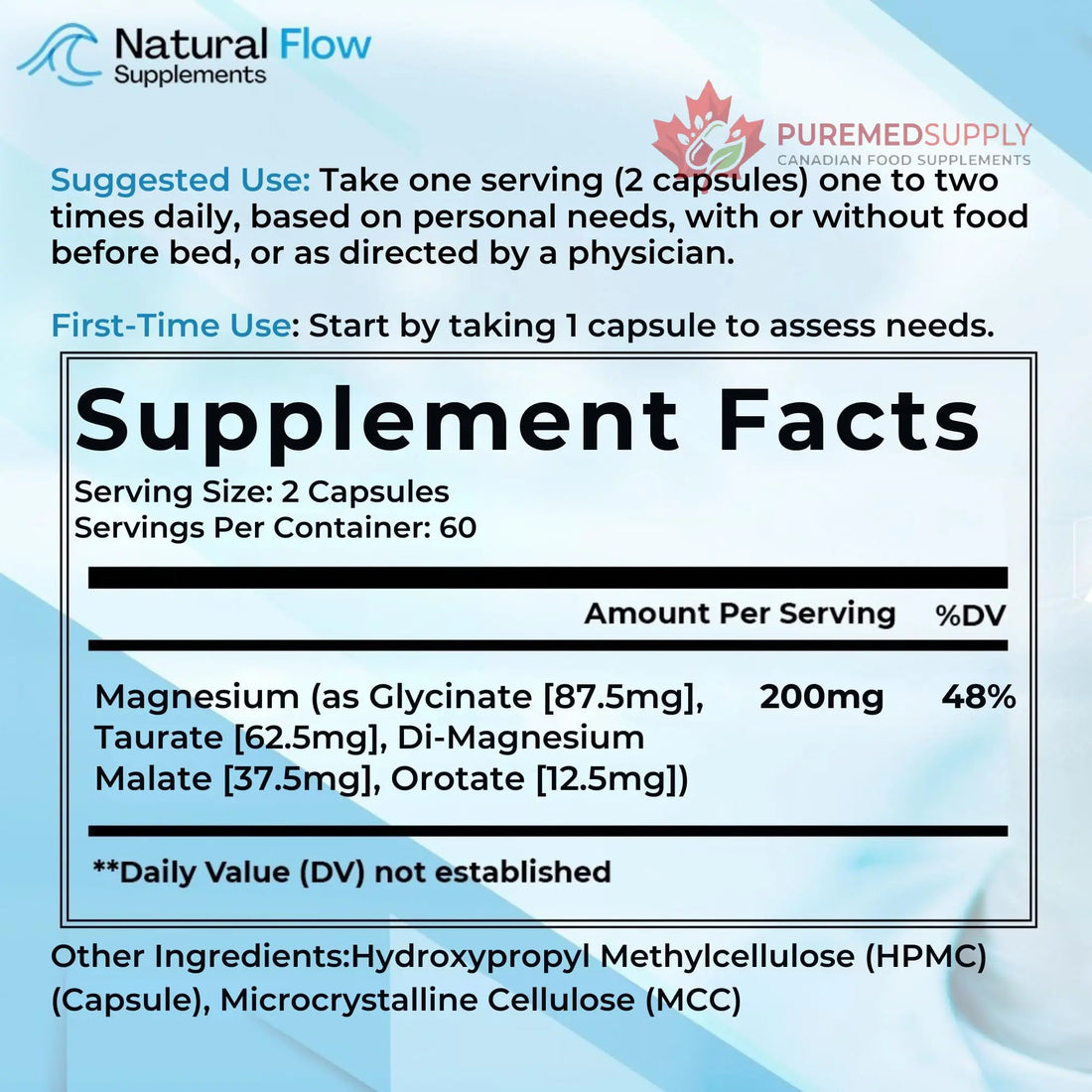 Natural Flow 4X Magnesium Supplement, Magnesium Glycinate, Taurate, Malate, Orotate Complex, Calm Sleep and Cramp Support Blend, No Mag Citrate or Oxide, 120 Capsules Natural Flow Supplements buy supplements canada