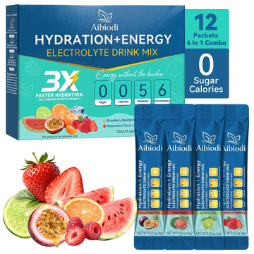 Aibiodi Electrolytes Powder Packets - Sugar Free & Zero Calorie Liquid Daily IV Drink Mix - Instant Hydration & Energy Supplement with 6 Electrolytes and 5 Vitamins Aibiodi buy supplements canada