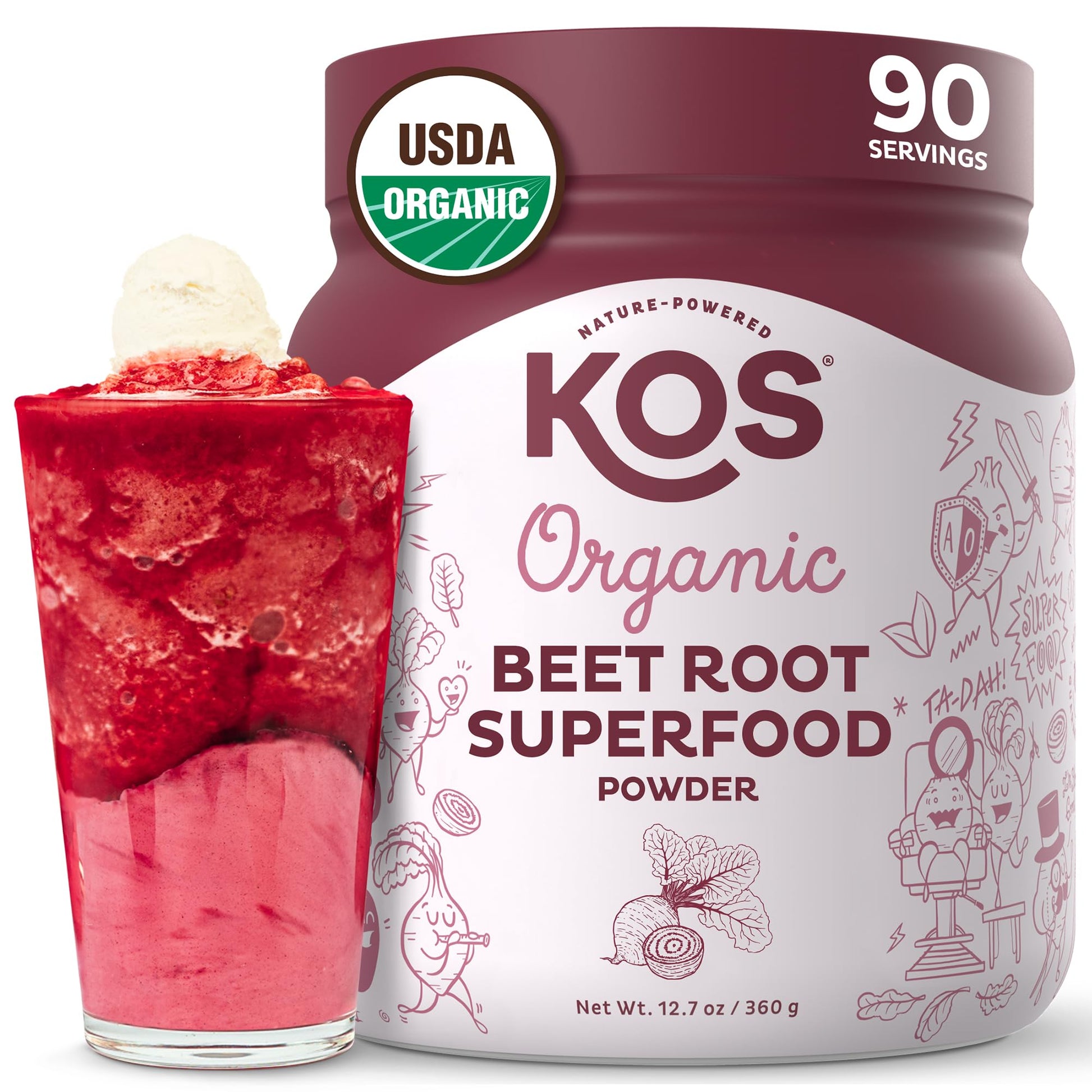 KOS Organic Beet Root Powder, USDA Organic - Natural Nitric Oxide Booster, Superfood Plant Based Beetroot Antioxidant, Supports Active Lifestyle & Healthy Circulation, KOS buy supplements canada