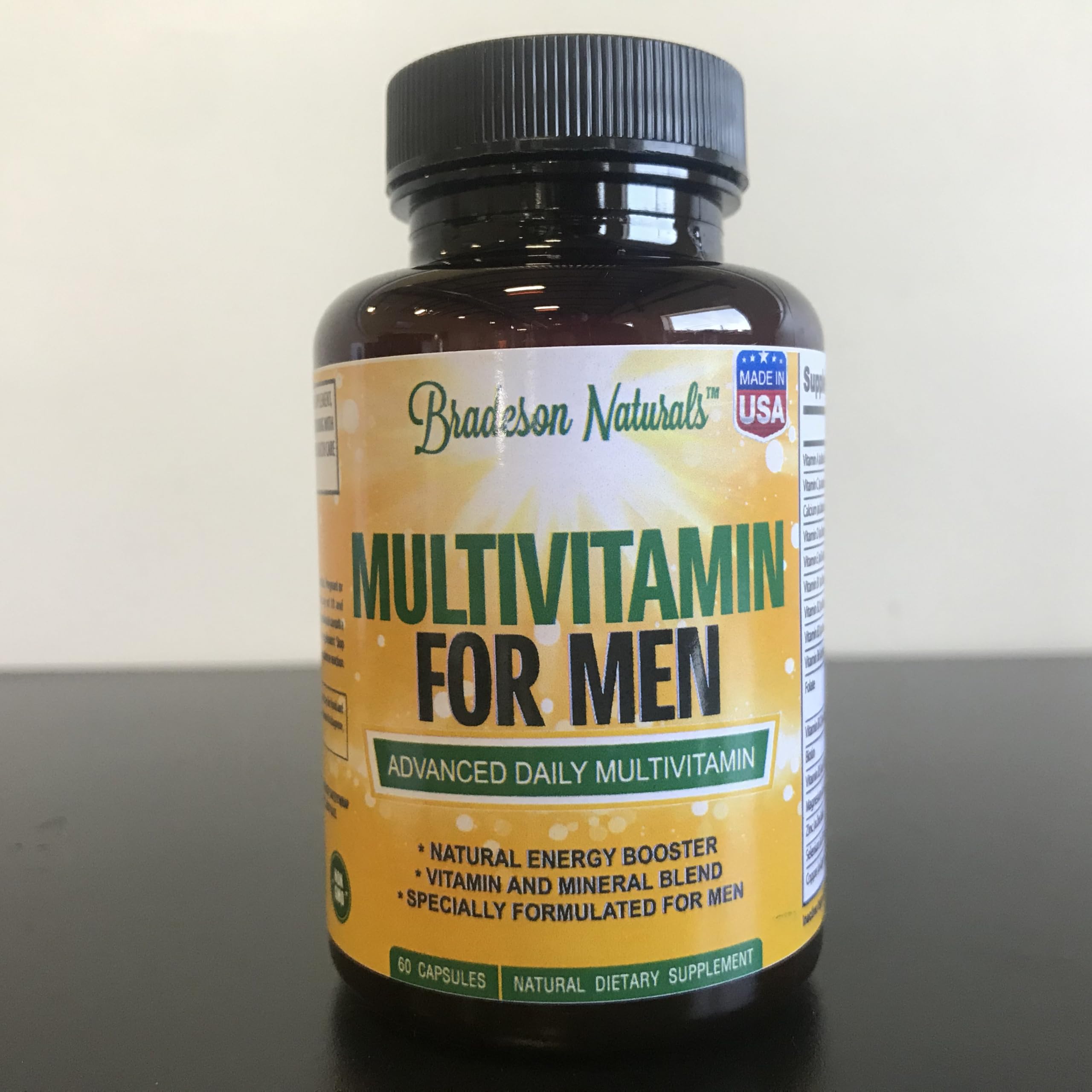 Bradeson Naturals Men's Multivitamin Supplement for Energy, Focus and Performance. Mens Vitamins A, C, D, E & B12, Zinc, Calcium, Magnesium & More. Multi Vitamin 60 Capsules Made in The USA Bradeson Naturals buy supplements canada