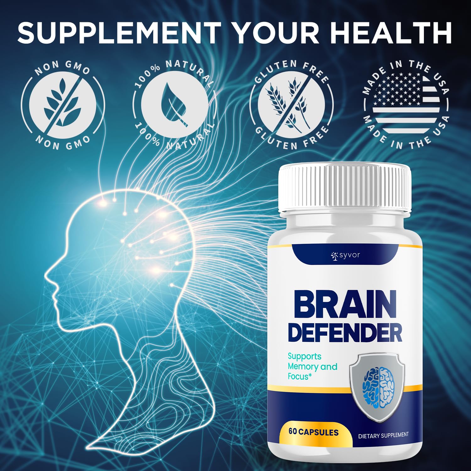 (2 Pack) Brain Defender Supplement Pills, Official Brain Defender Advanced Formula Nootropic Capsules, All Natural Health and Wellness Support Formula Maximum Strength Braindefender (120 Capsules) Syvor buy supplements canada