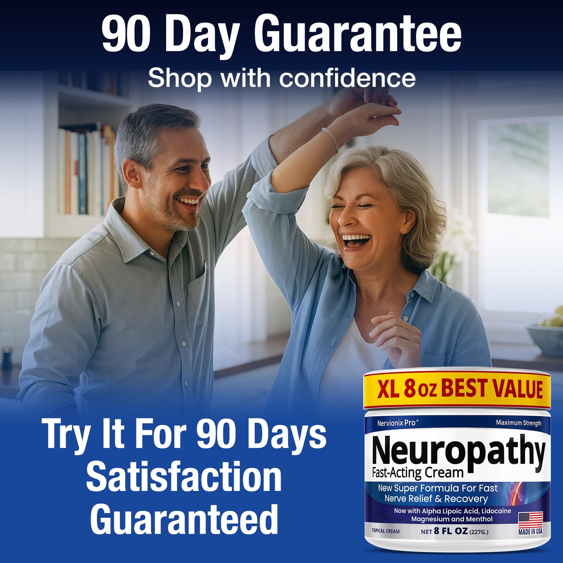 Neuropathy Nerve Relief Cream – Extra Large 8 oz – Maximum Strength for Feet Hands Legs Toes Back – Natural Ingredients Arnica Aloe Vera MSM Vitamins – Fast-Acting Soothing Relief – Super Value 8 oz Nuturna buy supplements canada