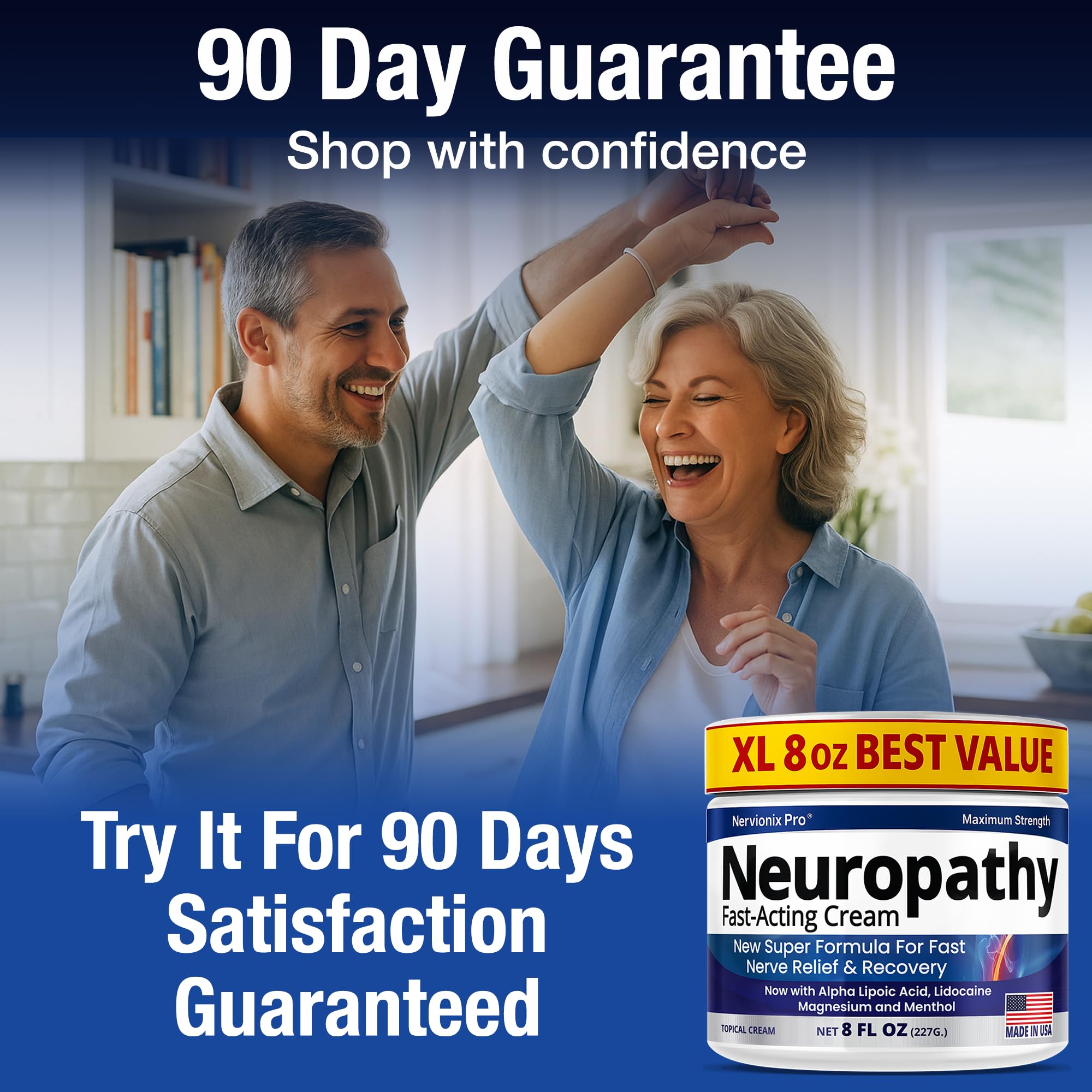 Neuropathy Nerve Relief Cream – Extra Large 8 oz – Maximum Strength for Feet Hands Legs Toes Back – Natural Ingredients Arnica Aloe Vera MSM Vitamins – Fast-Acting Soothing Relief – Super Value 8 oz Nuturna buy supplements canada
