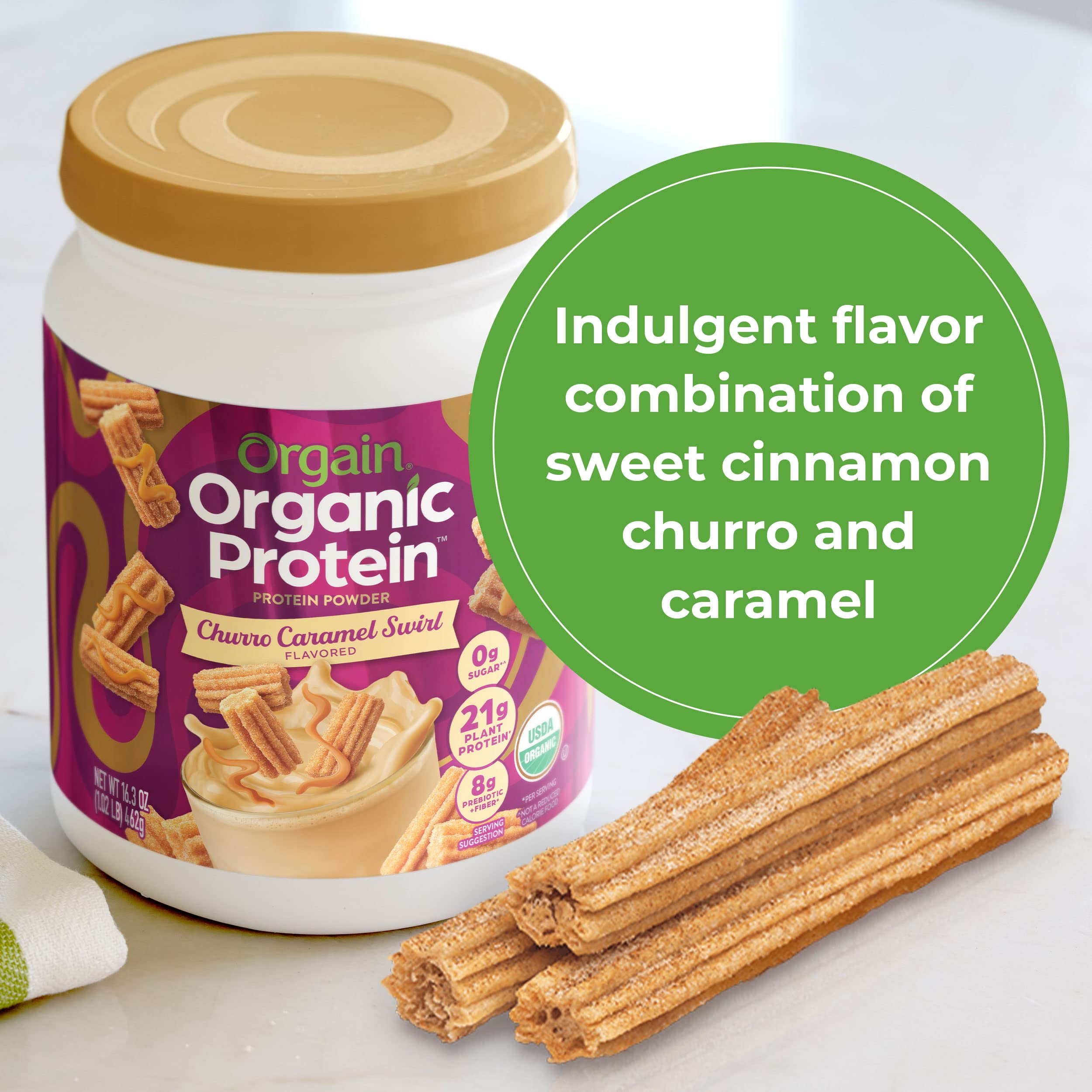 Orgain Organic Vegan Protein Powder, Churro Caramel Swirl - 21g Plant Based Protein Orgain buy supplements canada
