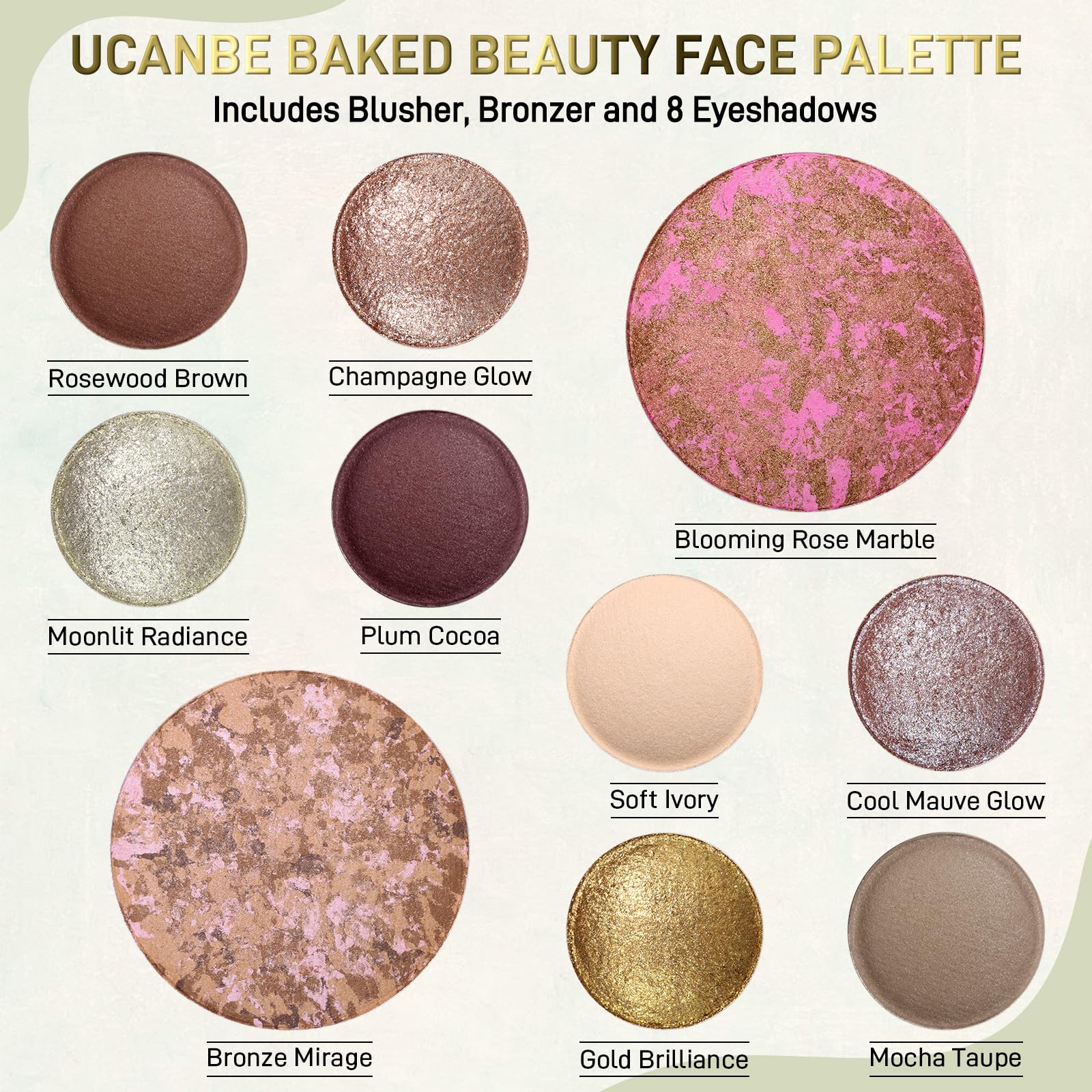 UCANBE Full Size Baked Makeup Palette Set - Include Blush, Bronzer, 8 Eyeshadows & Brushes, Pigmented All-in-One Face & Eye Compact Powder Beauty Holiday Gift Kit for Starter & Pros, Travel Friendly UCANBE buy supplements canada