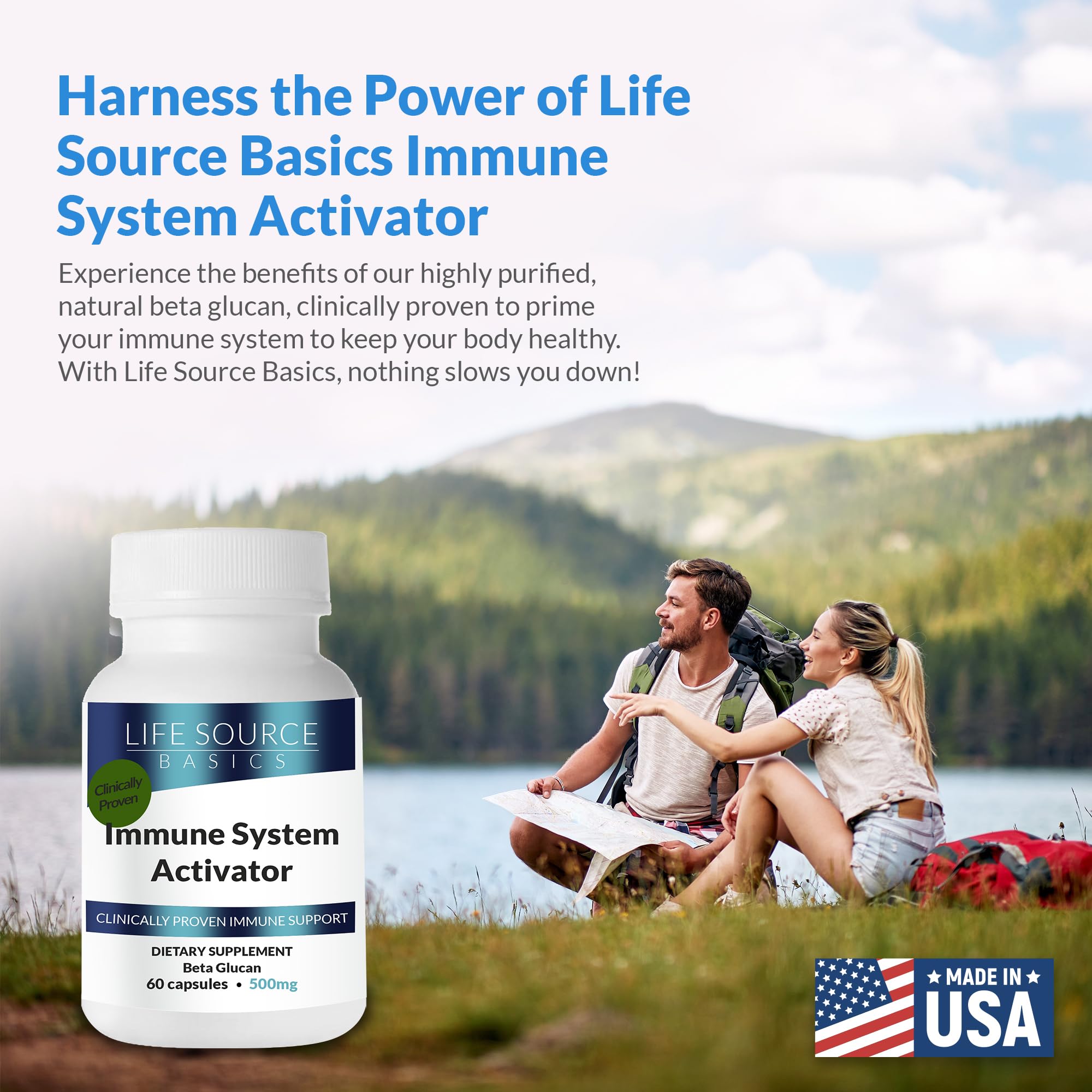 Life Source Basics Immune System Support Activator - High Purity Beta 1,3/1,6 Glucan - Immunity and Vitamin Supplement Non-GMO & Vegan Friendly for Men & Women, Gluten-Free 500 mg - 60 Capsules L LIFE SOURCE BASICS buy supplements canada