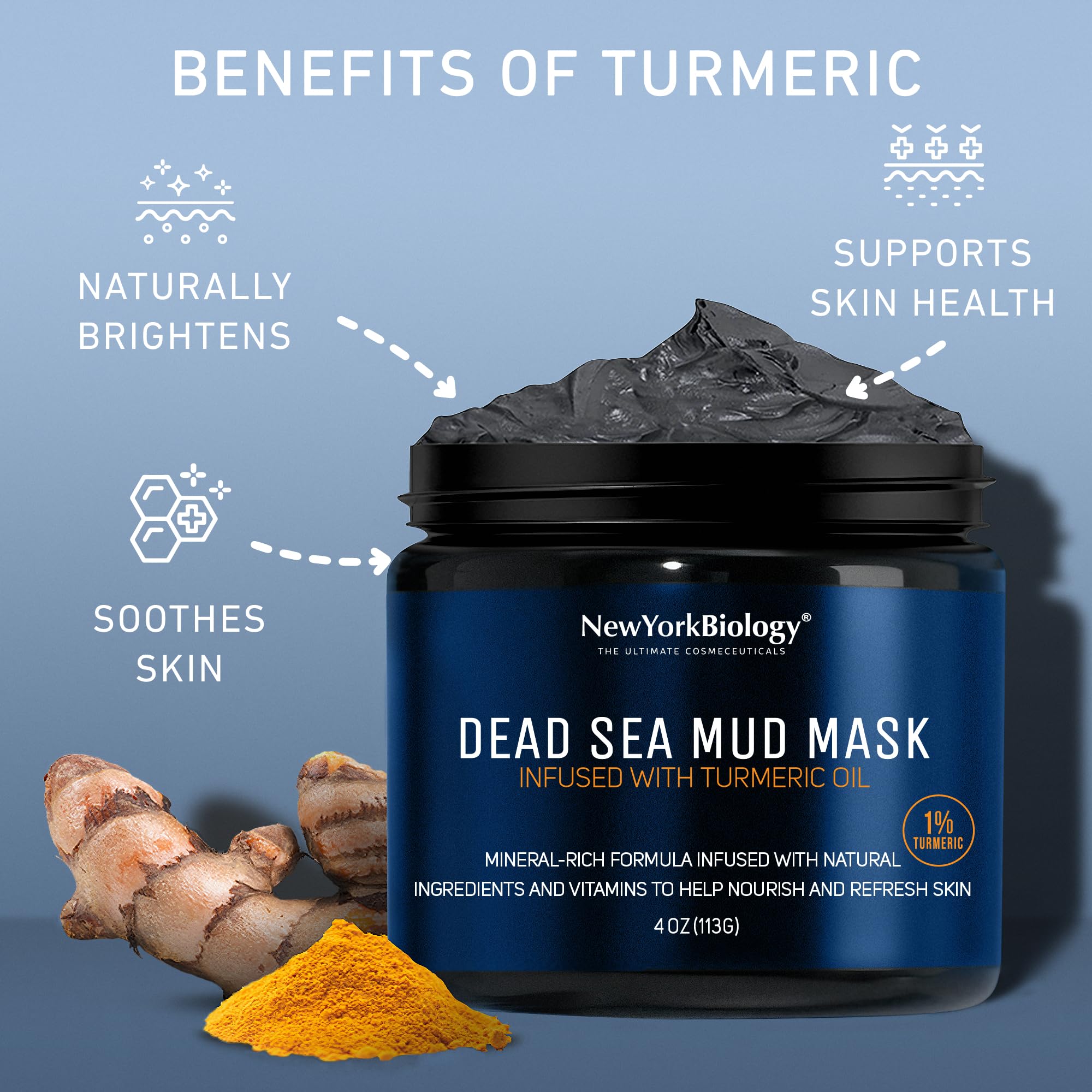 New York Biology Dead Sea Mud Mask for Face and Body | with Turmeric Oil | Spa Quality Pore Refiner for Oily Skin | Natural Skincare for Women & Men NEW YORK BIOLOGY THE ULTIMATE COSMECEUTICALS buy supplements canada