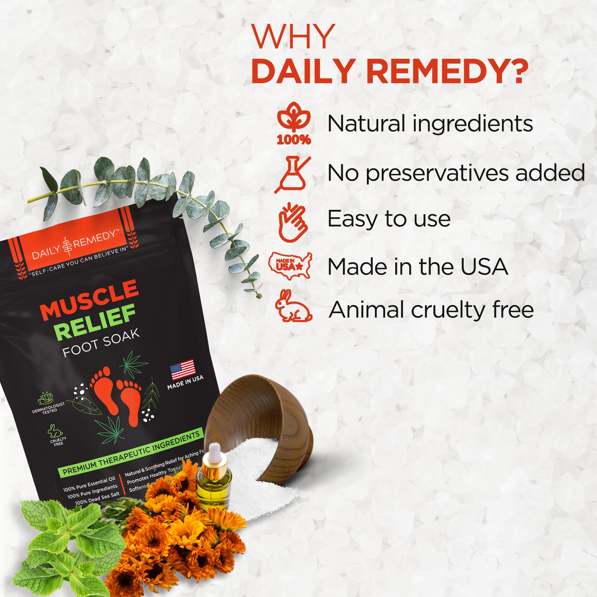 Muscle Relief Foot Soak with Epsom Salt, Made in USA, Soothe Foot Aches, Muscle Pain DAILY REMEDY buy supplements canada