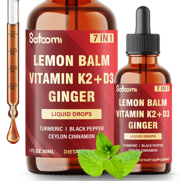 Satoomi 7in1 Lemon Balm Tincture with Vitamin D3, Vitamin K2, Ginger Root, Turmeric, Ceylon Cinnamon and Black Pepper - 1 FL Oz - 60 Day Supply Satoomi buy supplements canada