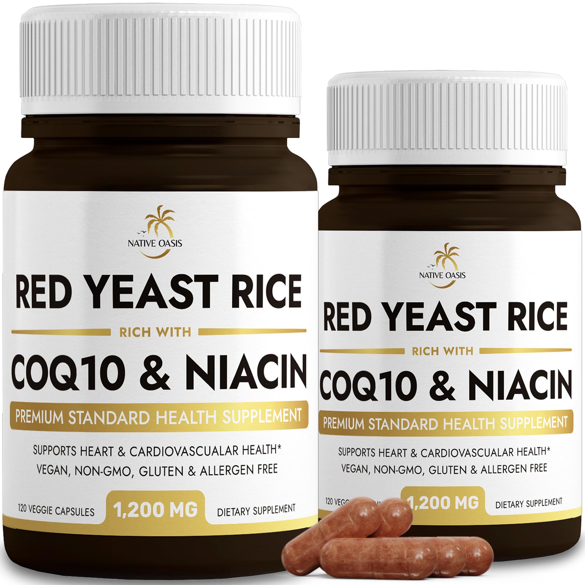 Native Oasis (2 Bottles) Red Yeast Rice 1,200 mg. Capsules Made with CoQ10 and Flush Native Oasis buy supplements canada